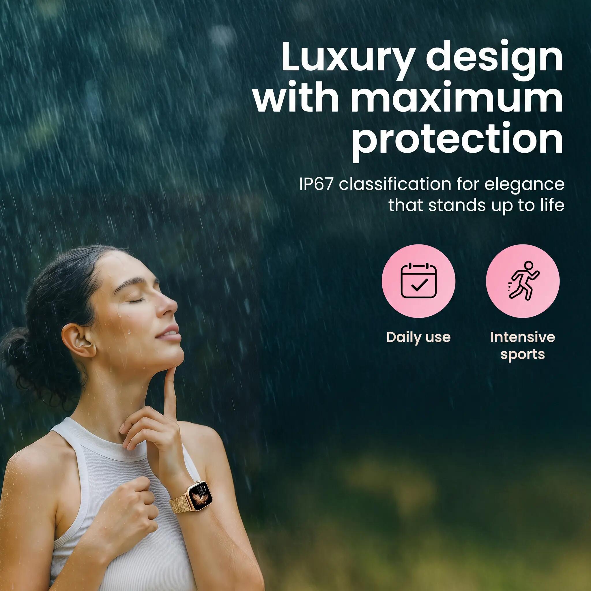 Smartwatch Seréa AMOLED belfunctie 5 bandjes goud 3/15