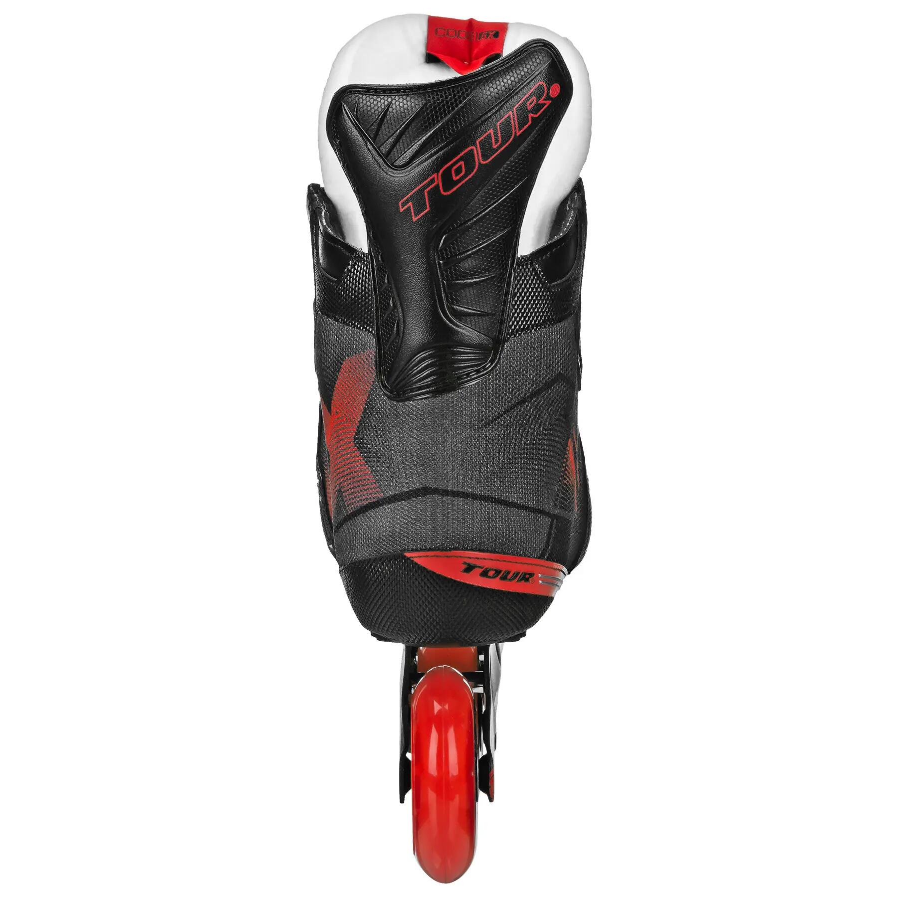 TOUR Code GX Junior rolschaatsen voor hockey, zwart/rood, Junior 3/5