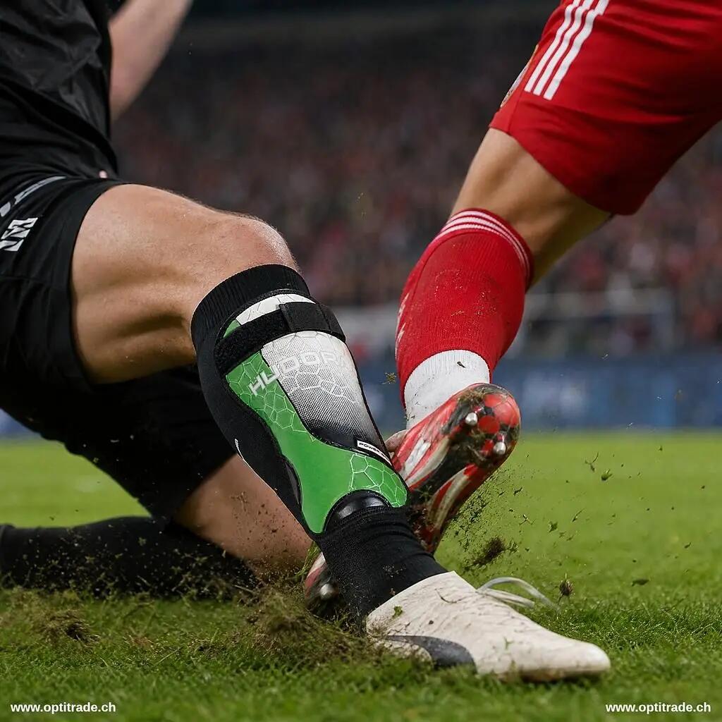 Fußball - Schienbeinschoner mit Knöchelschutz - Grün/Schwarz 6/7