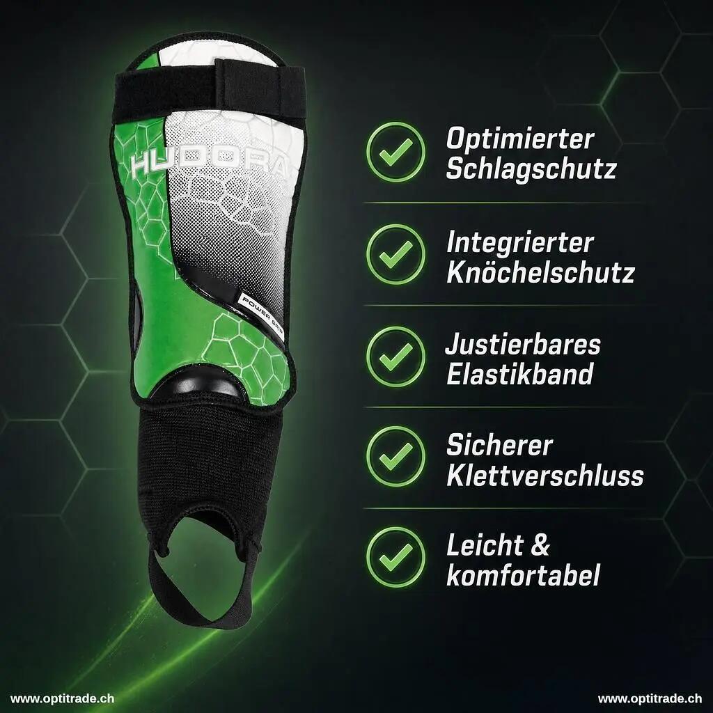 Fußball - Schienbeinschoner mit Knöchelschutz - Grün/Schwarz 3/7