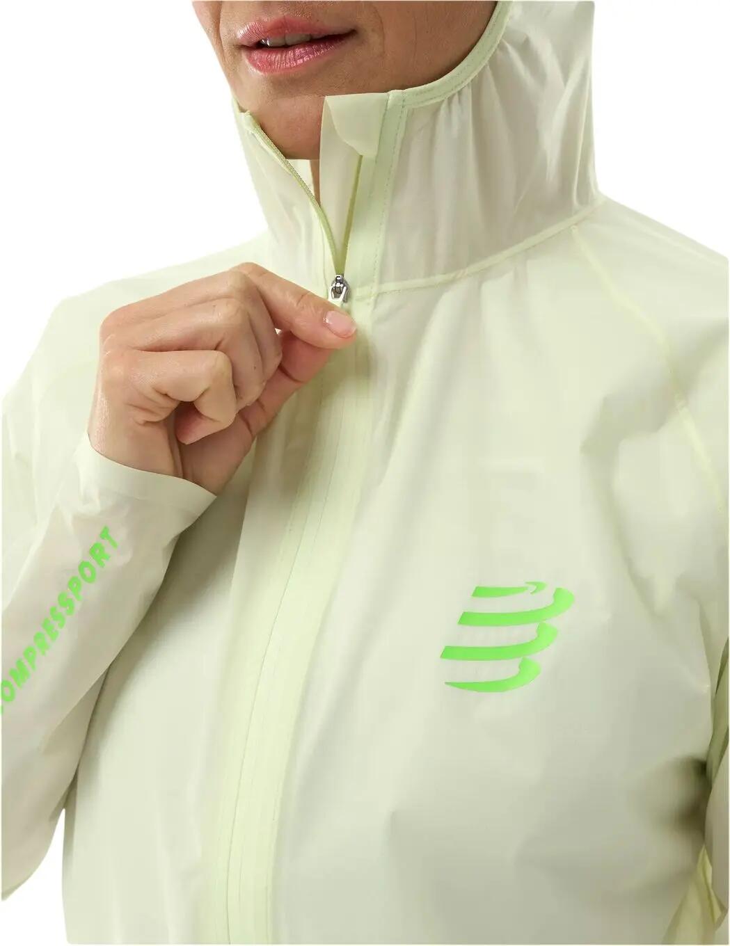 Giacca impermeabile Compressport Hurricane verde da donna 4/7