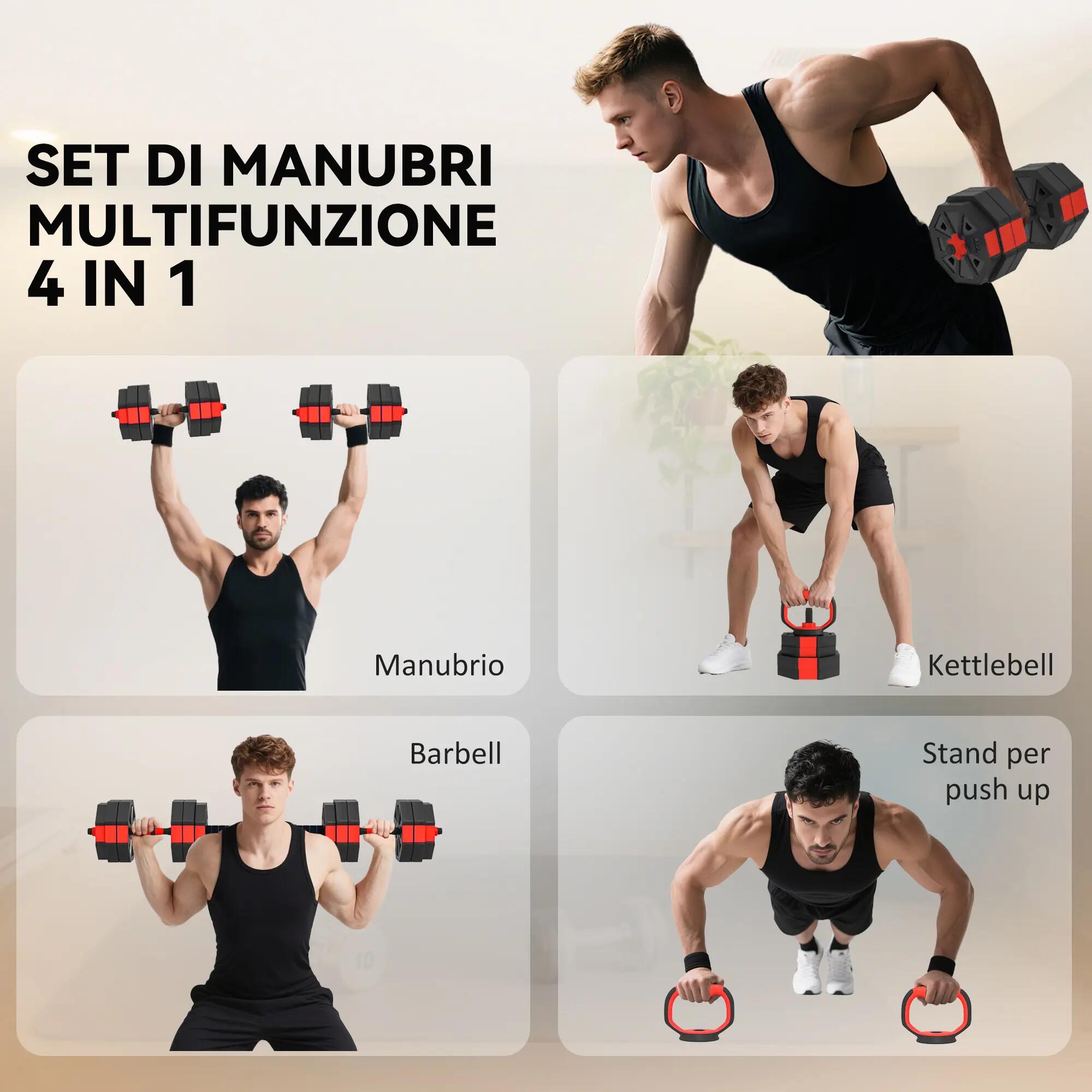 kit de musculation 6 en 1, 30 kg, kettlebell et haltères - rouge 6/6