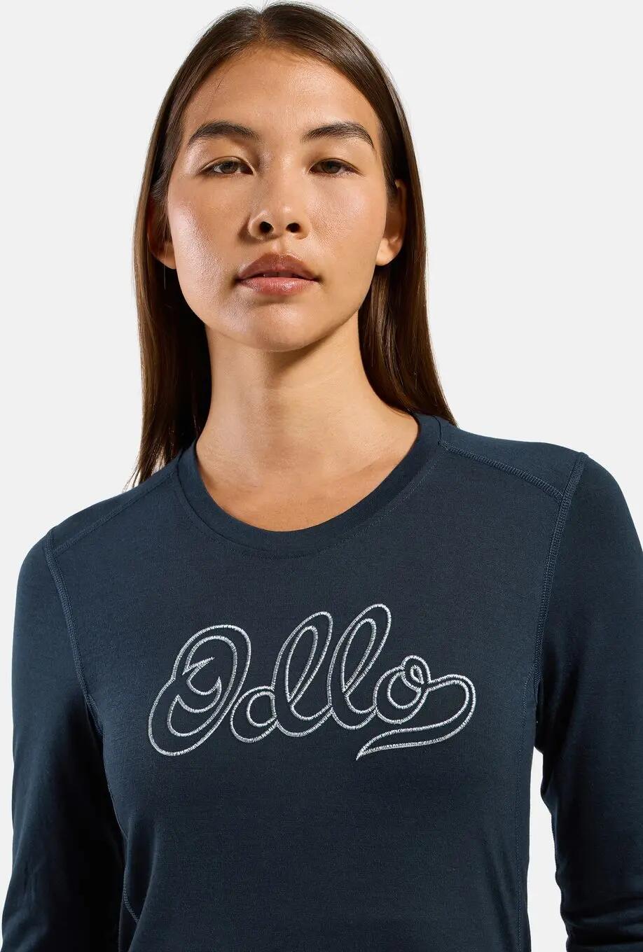 Odlo Merino 200 "80 jaar" blauwe basislayer voor dames 4/7