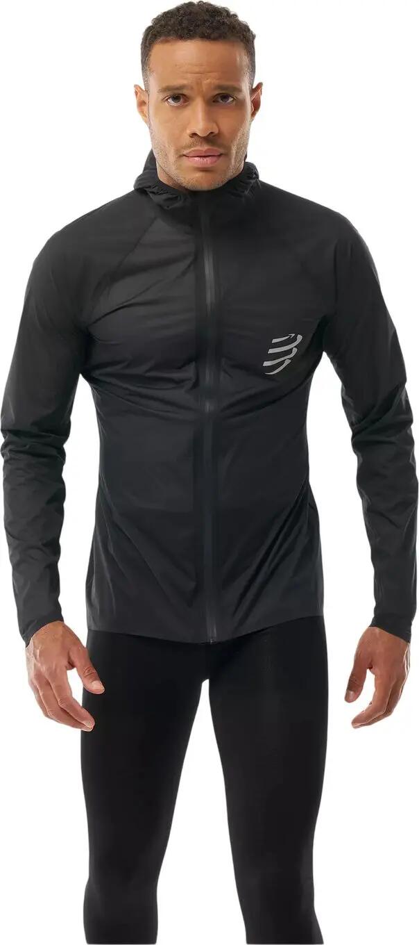 Chaqueta impermeable Compressport Hurricane negra para hombre 1/7