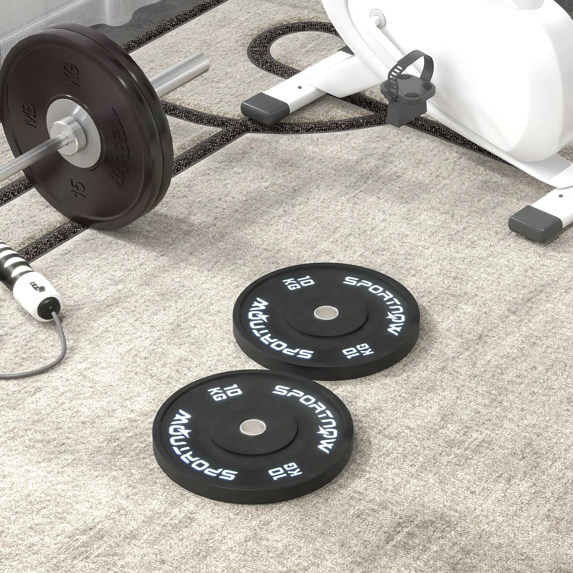 Lot de 2 disques de musculation de 10 kg pour haltères et barres, avec fixation 4/9