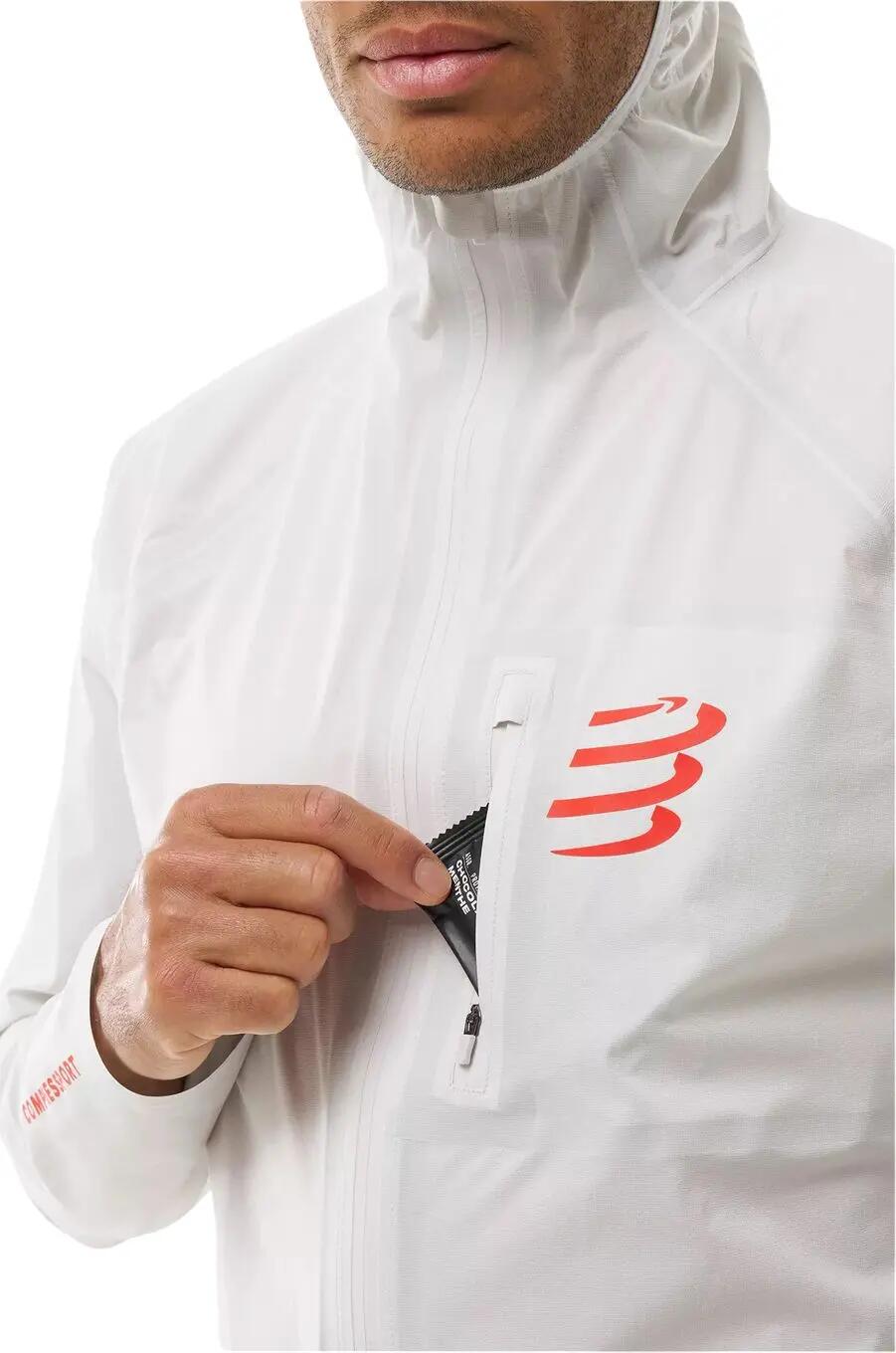 Giacca impermeabile Compressport Thunderstorm bianca unisex 5/6