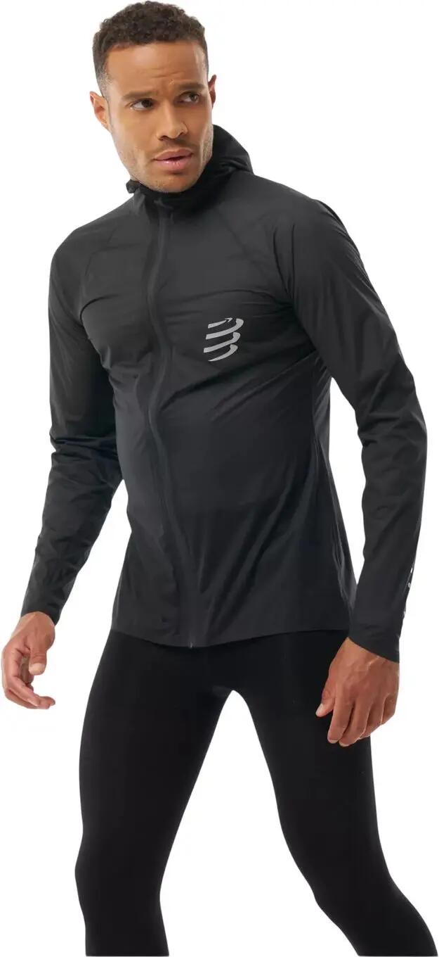 Chaqueta impermeable Compressport Hurricane negra para hombre 3/7