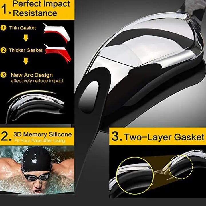 Lunettes de natation, anti-buée, protection UV, étanches, multicolores, 3/6