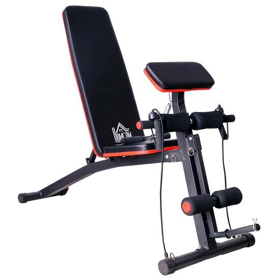 Banc de musculation pliable et multifonctionnel avec dossier inclinable à 7