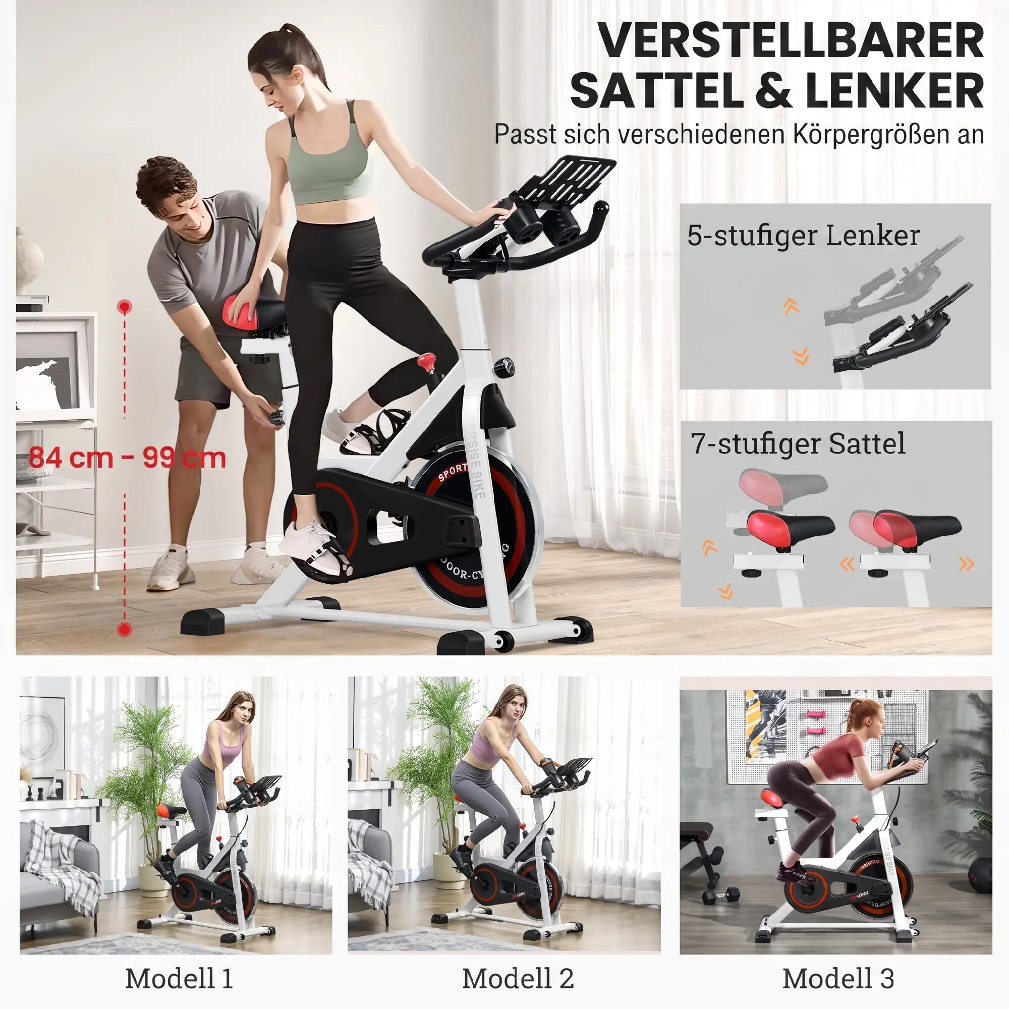 Vélo d'appartement, résistance réglable, jusqu'à 120 kg, acier, L 103 x l 53 9/9