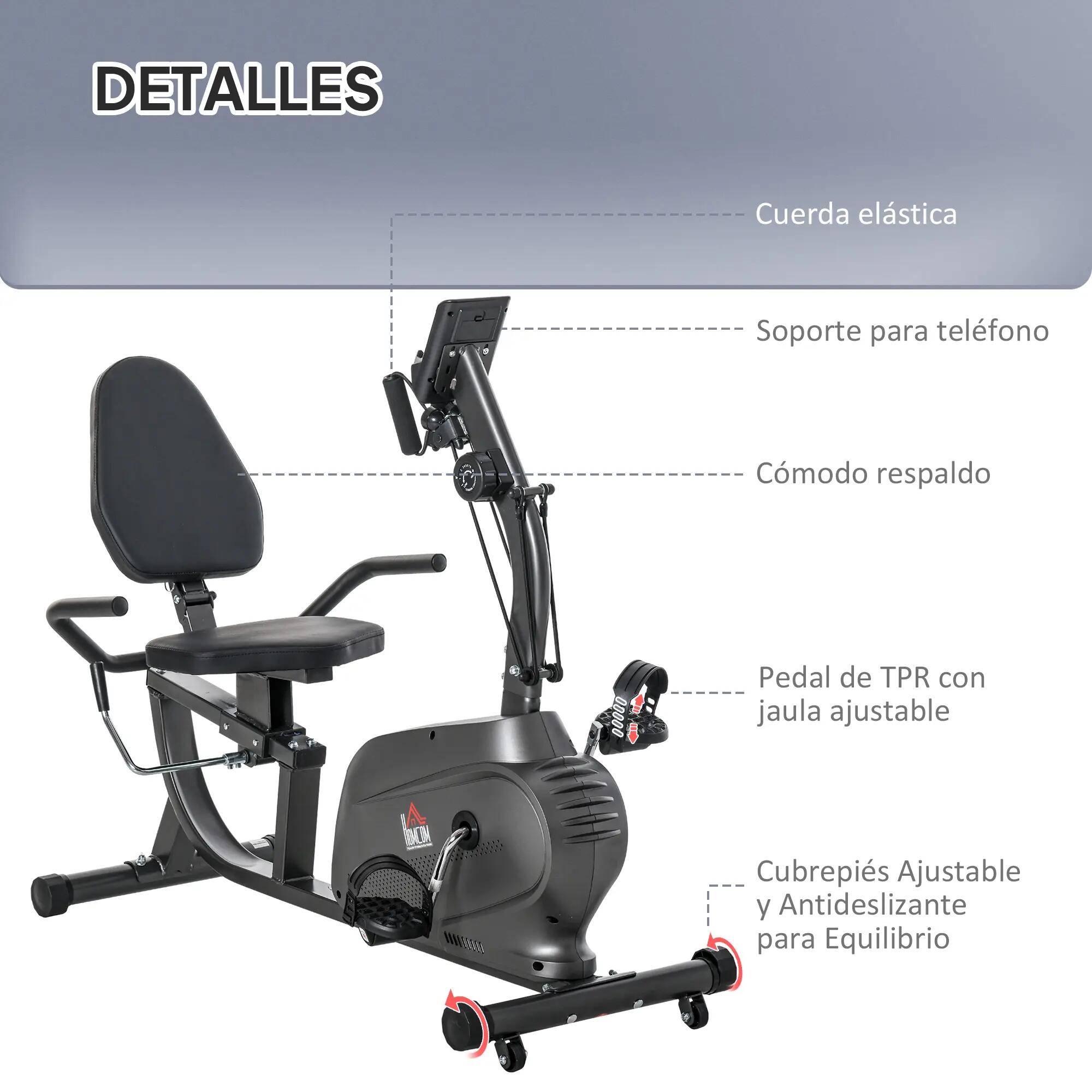 Vélo d'appartement avec dossier, 8 niveaux de résistance, volant d'inertie 9/9