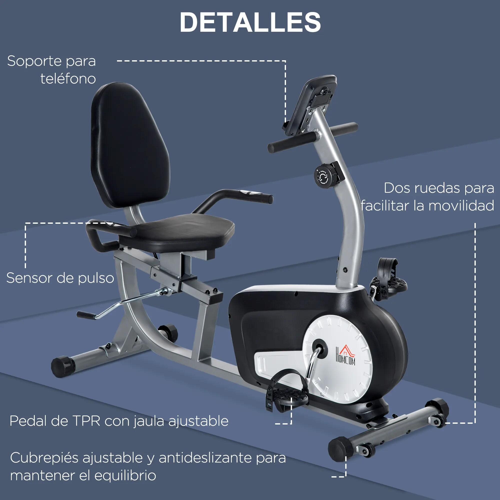 Vélo d'appartement avec dossier, 8 niveaux de résistance magnétique, longueur 9/9