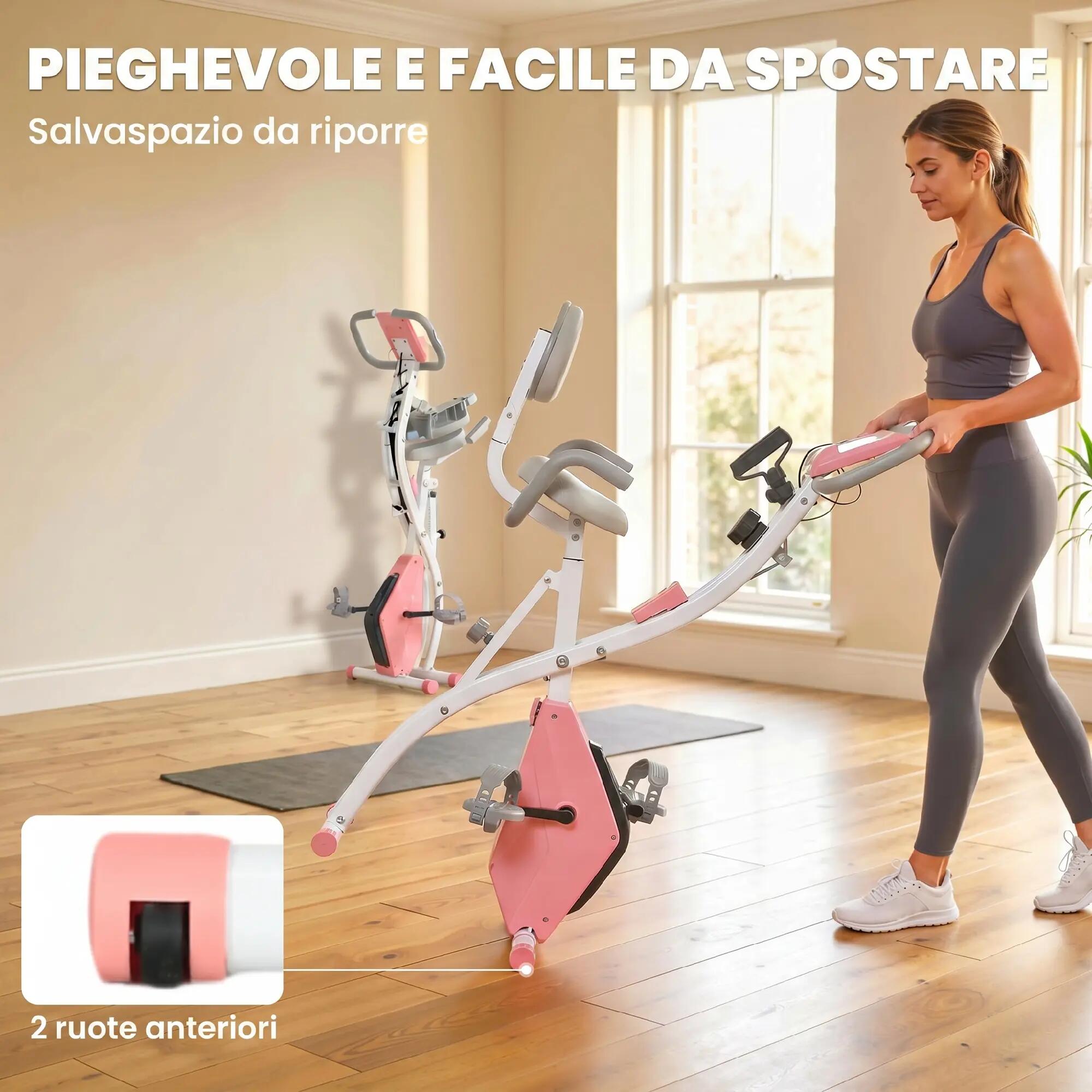 Vélo d'appartement pliable 2 en 1, résistance magnétique réglable sur 8 niveaux, 9/9
