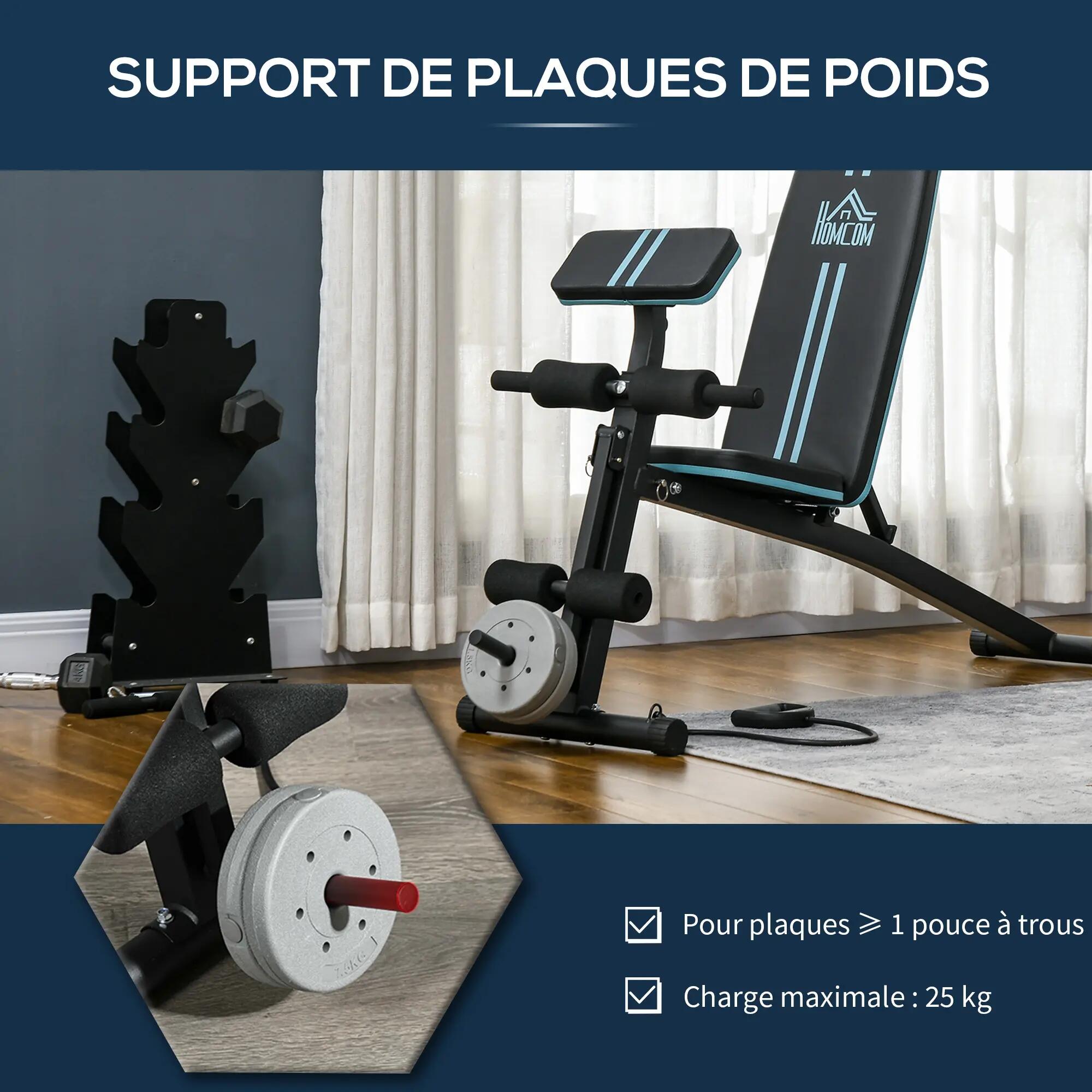 Banc de musculation inclinable et pliable, réglable avec rallonge pour les jambe 9/9