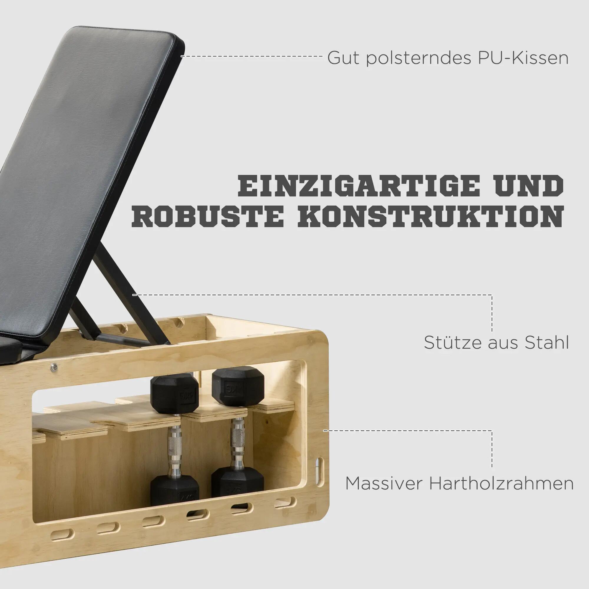 Banc de musculation avec support pour haltères, 1 panier de rangement, réglable 9/9
