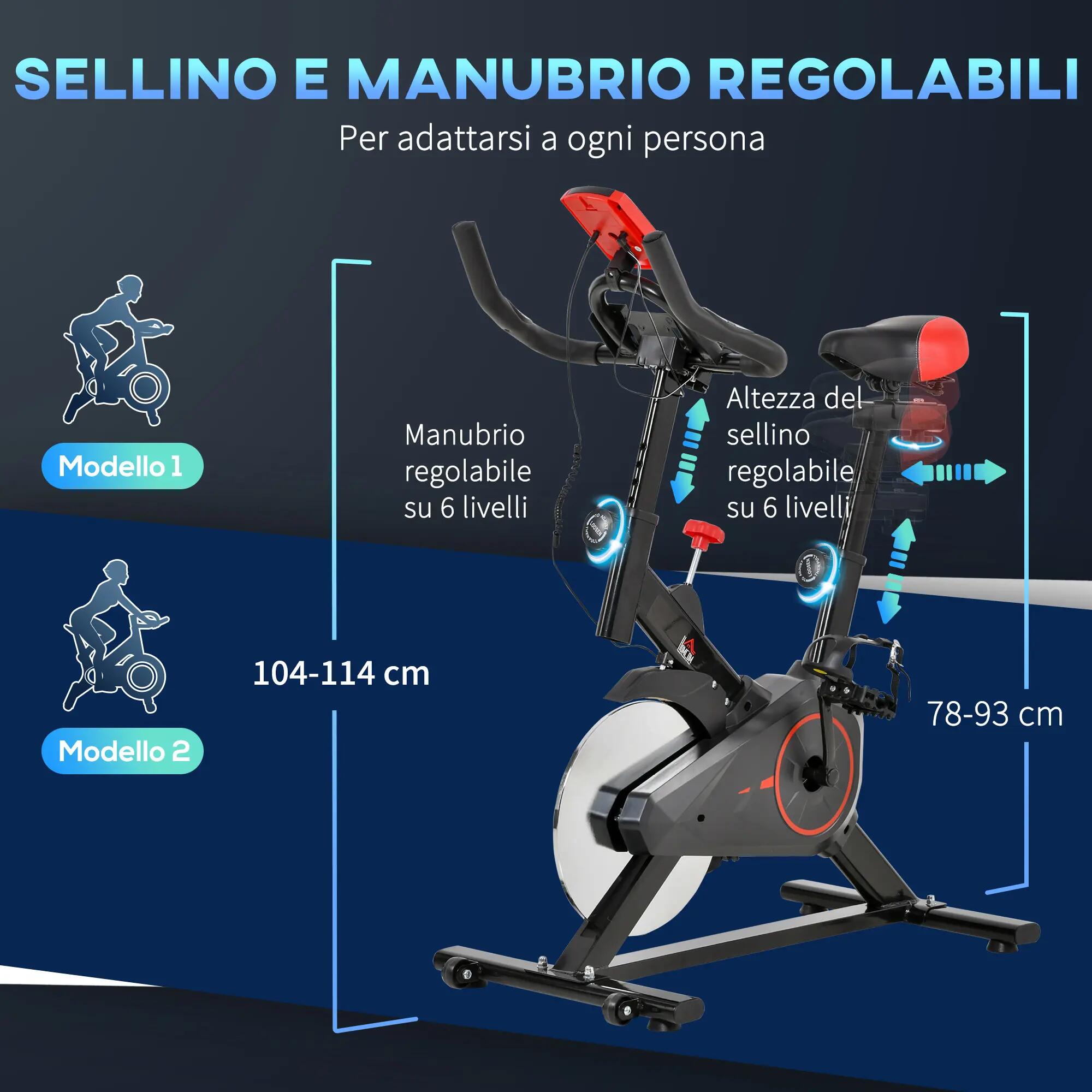 Vélo d'appartement professionnel avec résistance réglable, selle et guidon 8/9