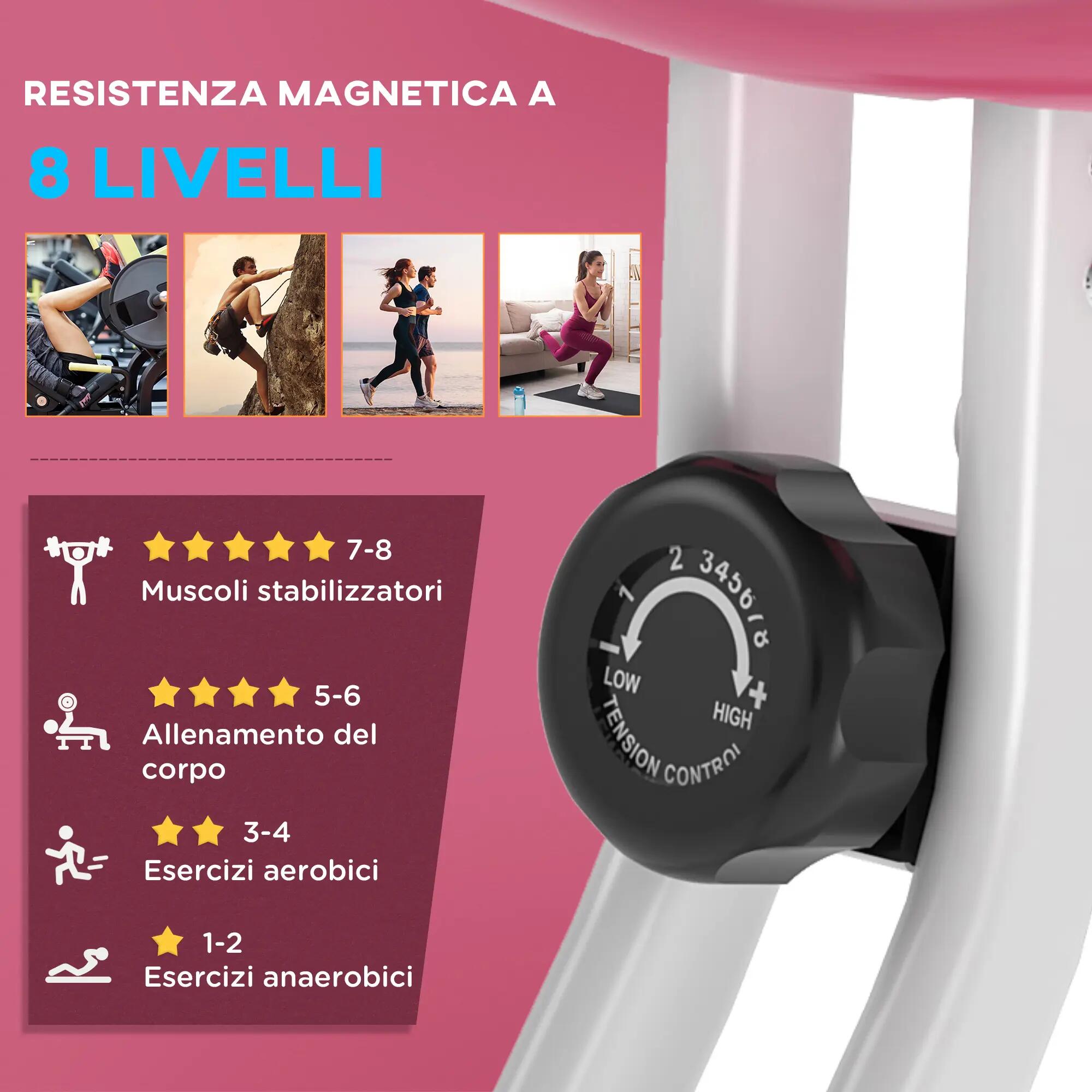 Vélo d'appartement pliable en acier, vélo magnétique pliable avec hauteur 7/9