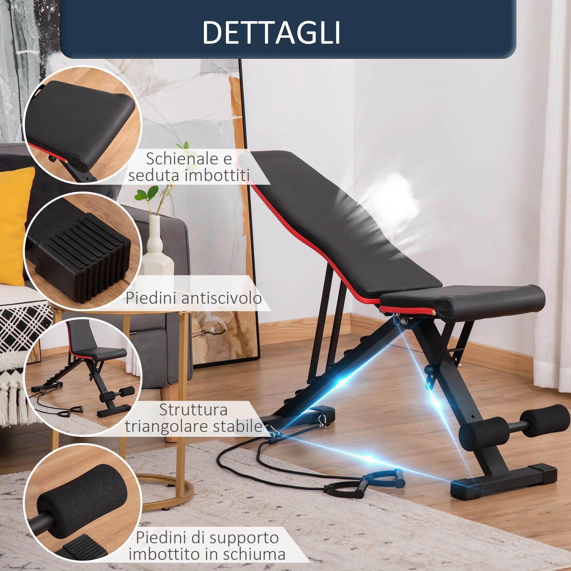 Banc multifonctionnel pour abdominaux et musculation, inclinaison réglable et 8/9