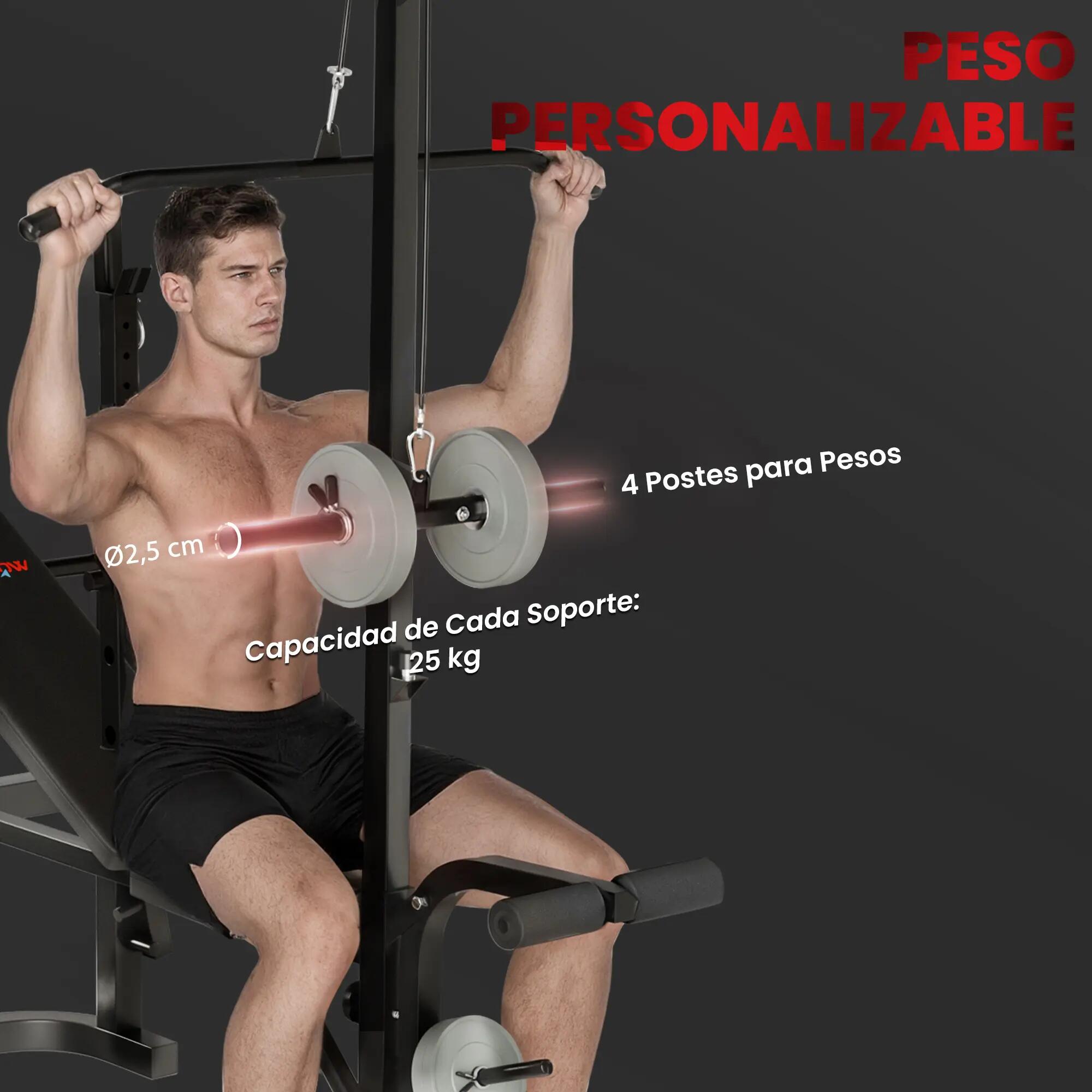Banc de musculation avec support pour barre réglable, extension des jambes 8/9