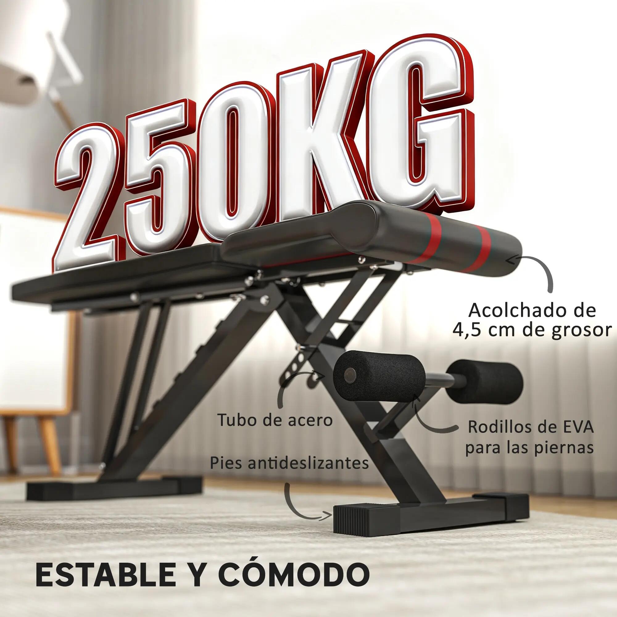 Banc de musculation pliable et réglable avec dossier et assise réglables 8/9