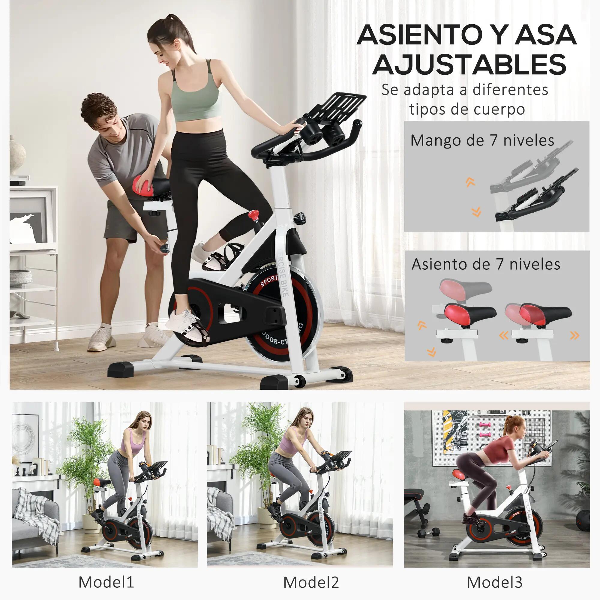 Vélo d'appartement avec résistance réglable, volant d'inertie de 8 kg, écran LCD 8/9