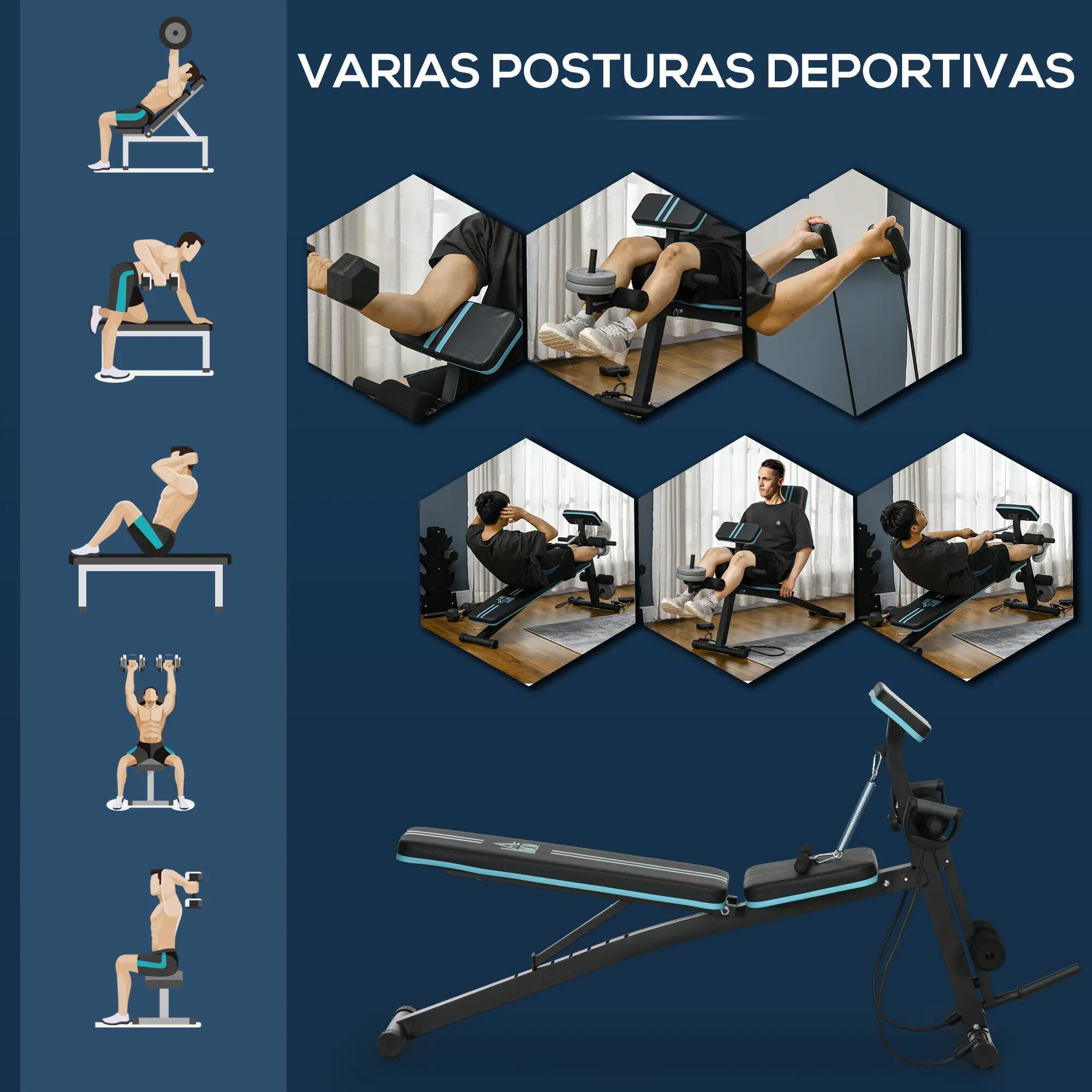 Banc de musculation pliable avec dossier réglable, extension de jambes 8/9