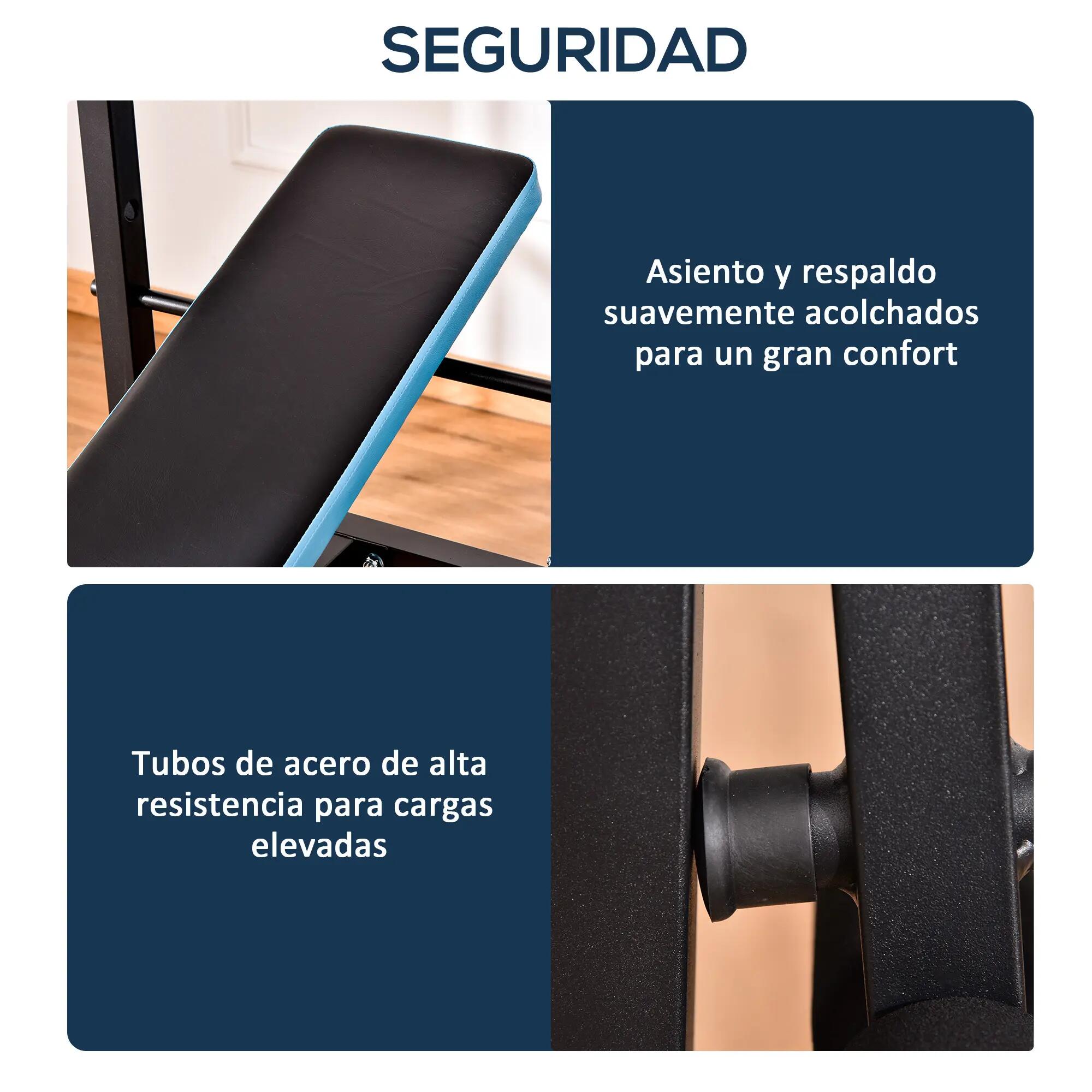 Banc de musculation avec support pour haltères et dossier réglable pour 8/9