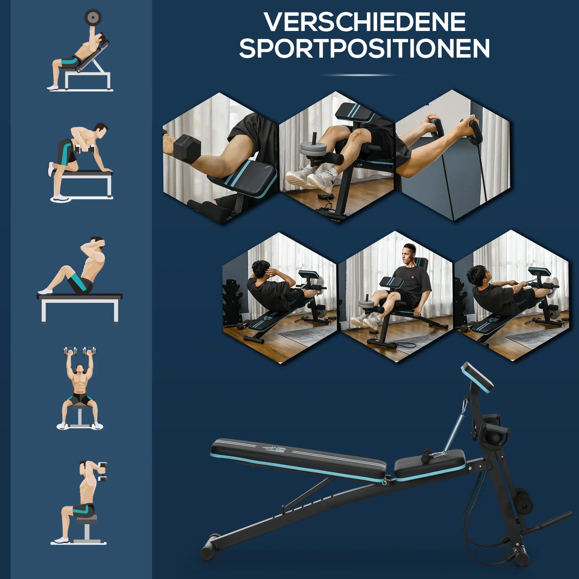 Banc de musculation pliable avec dossier réglable en 7 positions, supportant 8/9