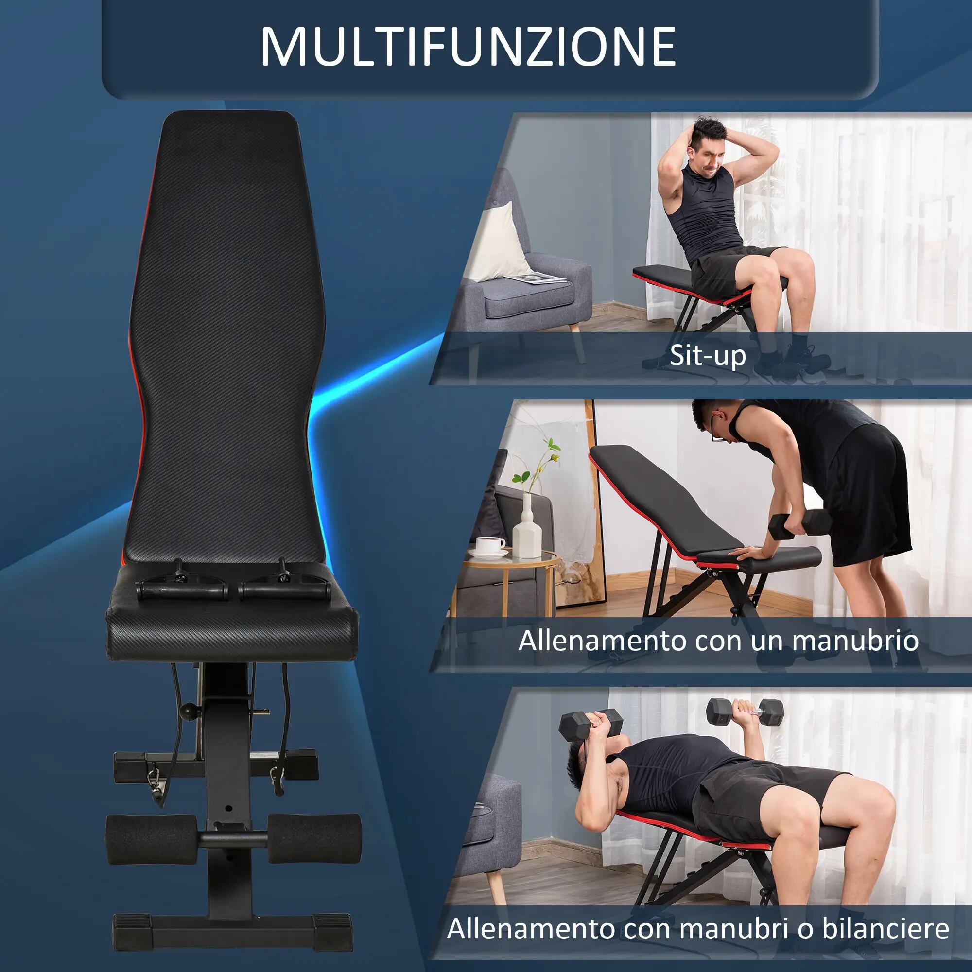 Banc multifonctionnel pour abdominaux et musculation, inclinaison réglable et 7/9