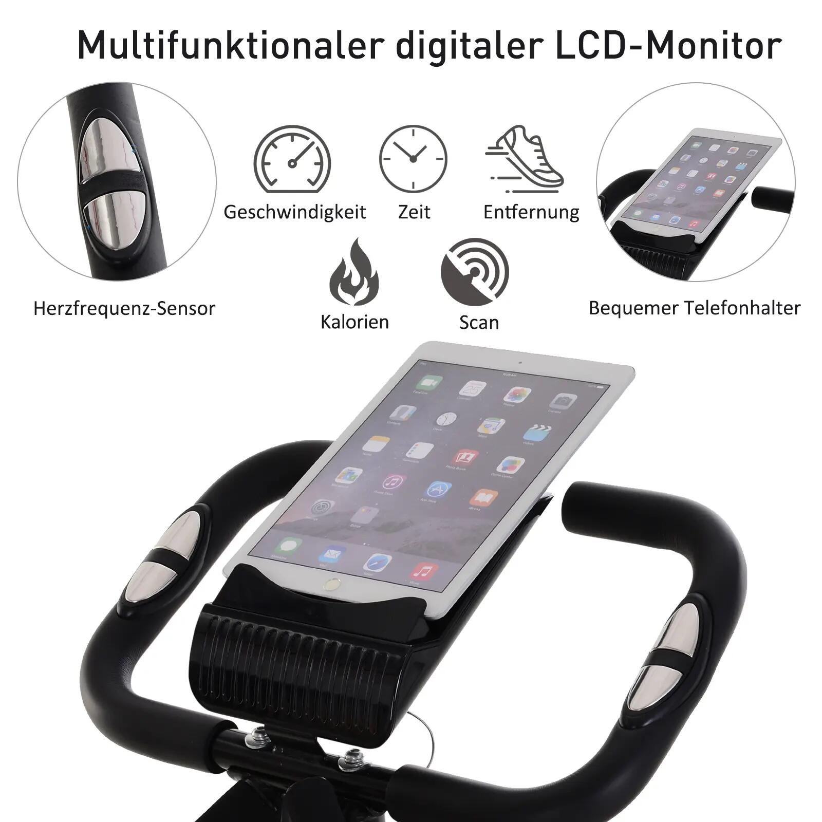 Vélo d'exercice 2 en 1 avec écran LCD, moniteur de fréquence cardiaque réglable, 9/9