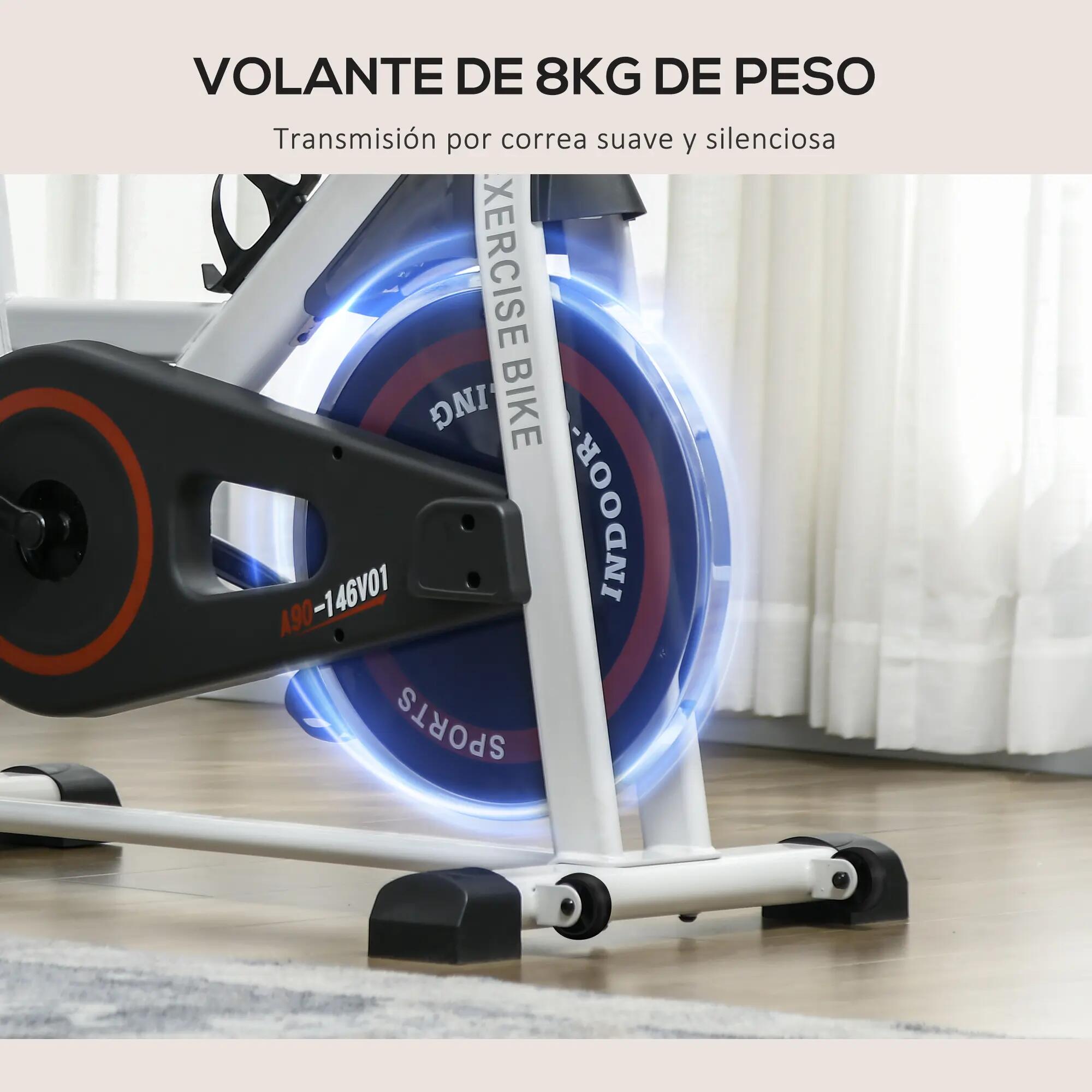 Vélo d'appartement avec résistance réglable, volant d'inertie de 8 kg, écran LCD 7/9