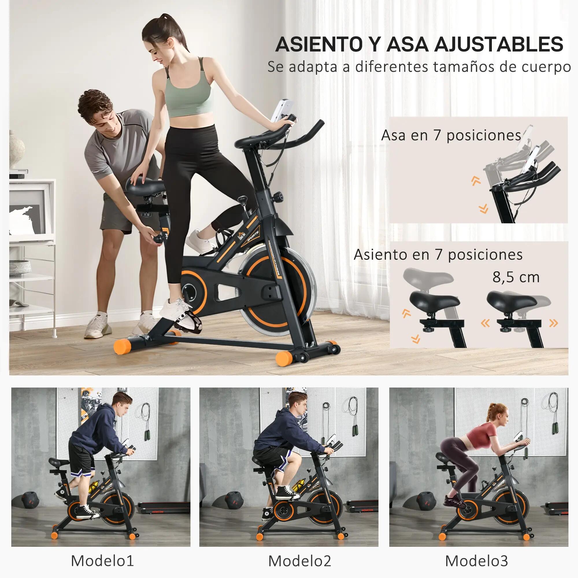 Vélo d'appartement avec volant d'inertie de 8 kg, écran LCD, moniteur de 8/9