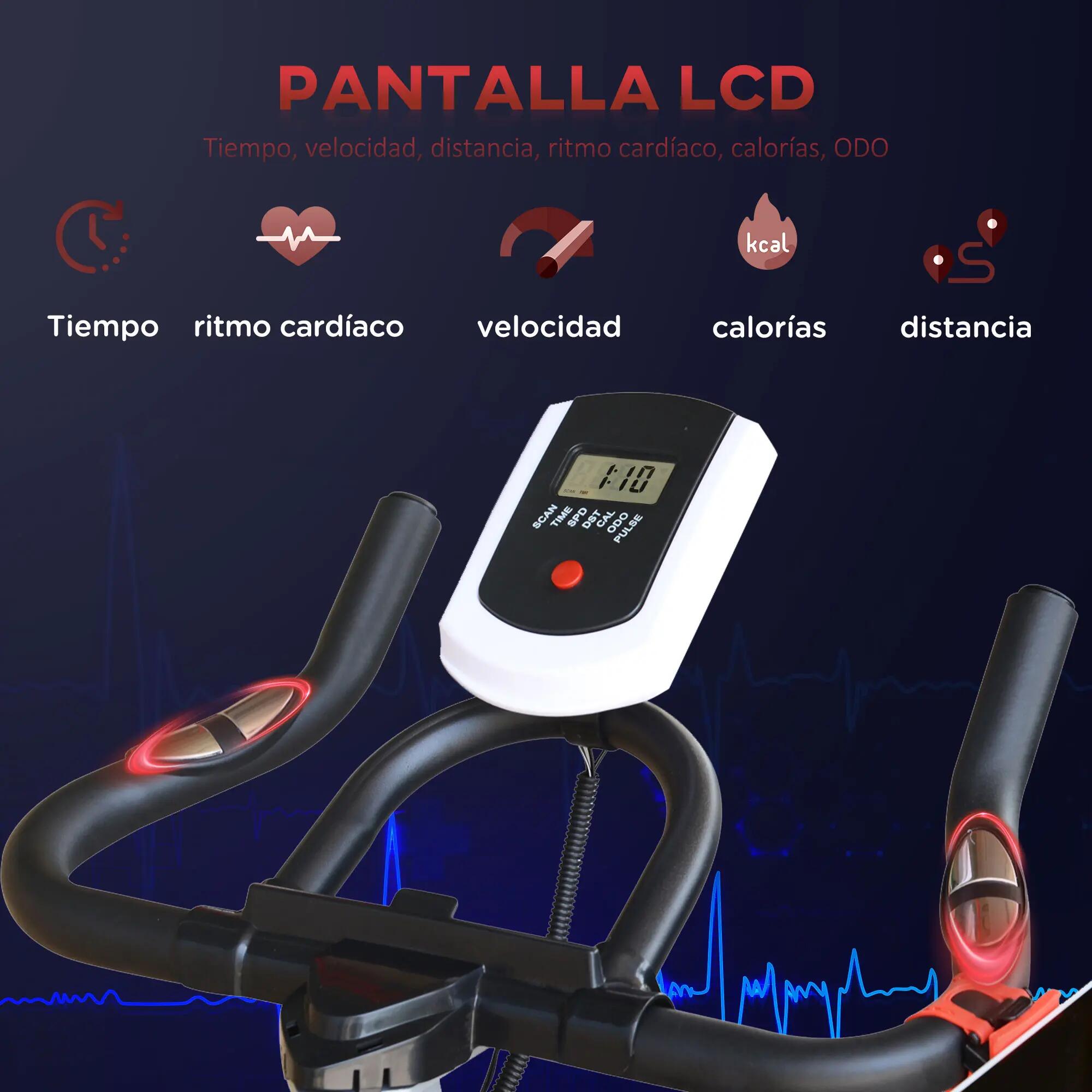 Vélo d'appartement avec volant d'inertie de 8 kg, écran LCD, moniteur de 6/9