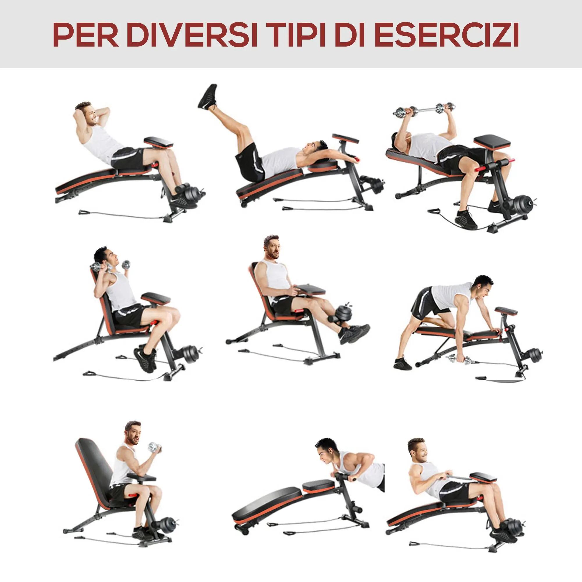 Banc de musculation pliable et multifonctionnel avec dossier inclinable à 7 6/9