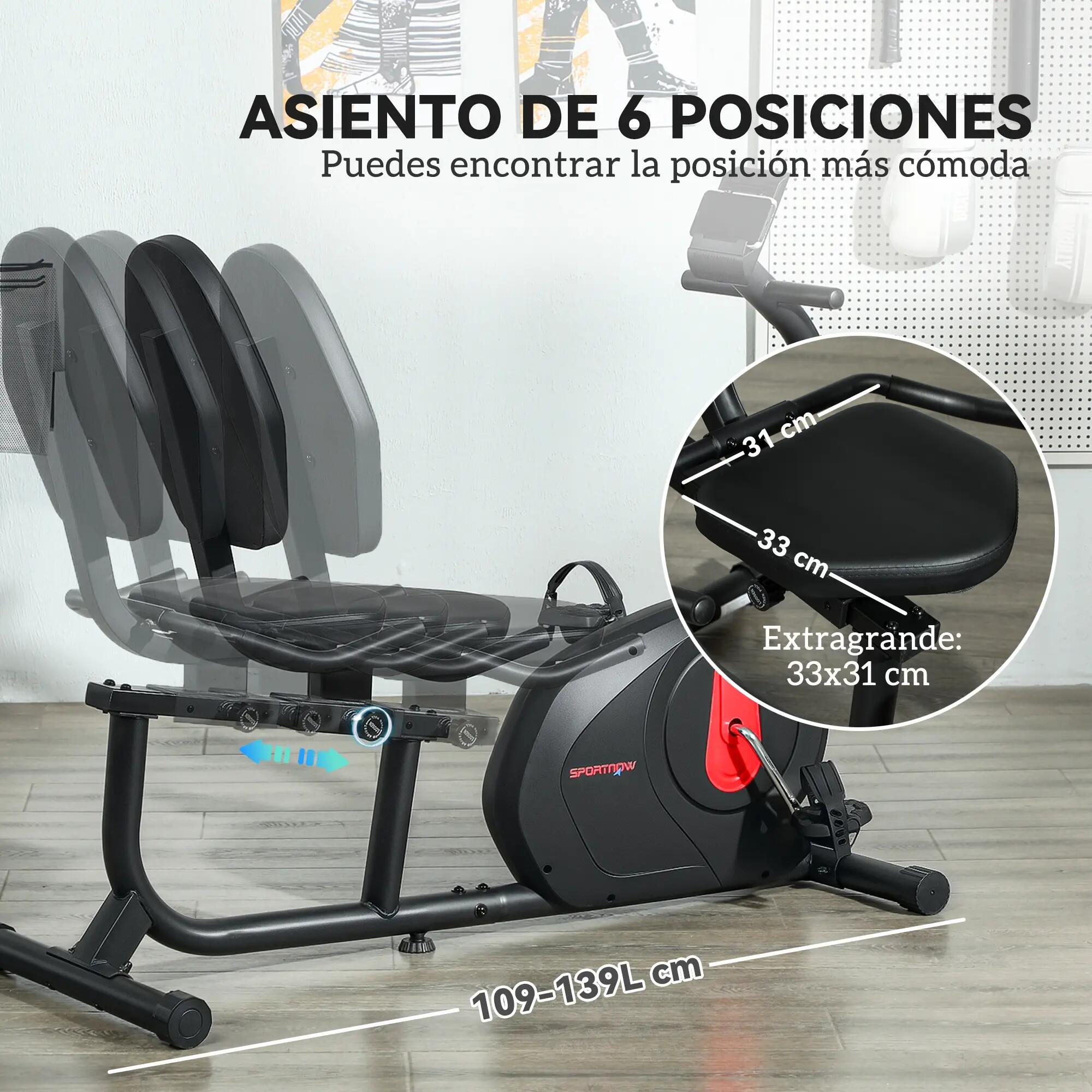 Vélo d'appartement avec dossier, résistance magnétique réglable et écran LCD 7/9