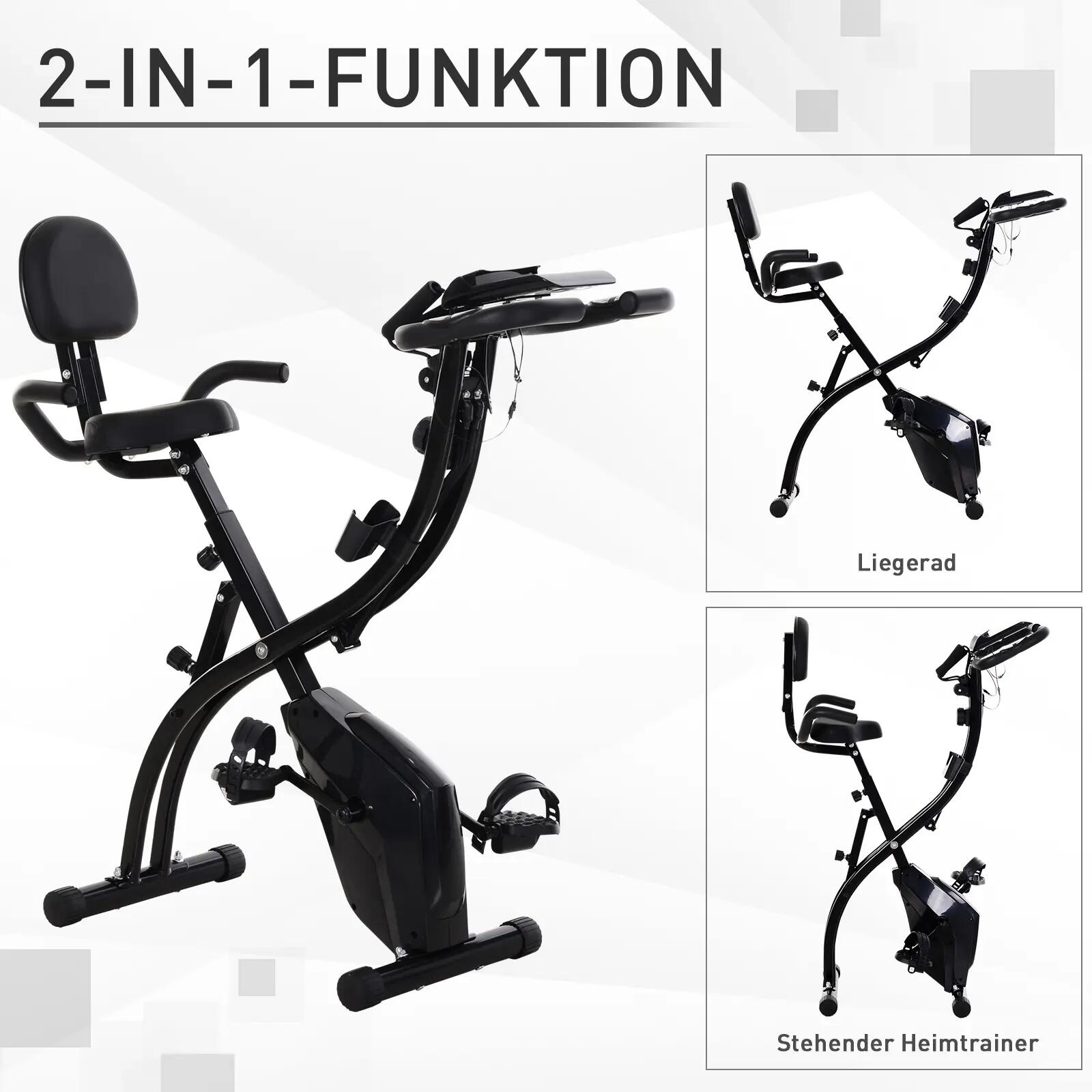 Vélo d'exercice 2 en 1 avec écran LCD, moniteur de fréquence cardiaque réglable, 8/9