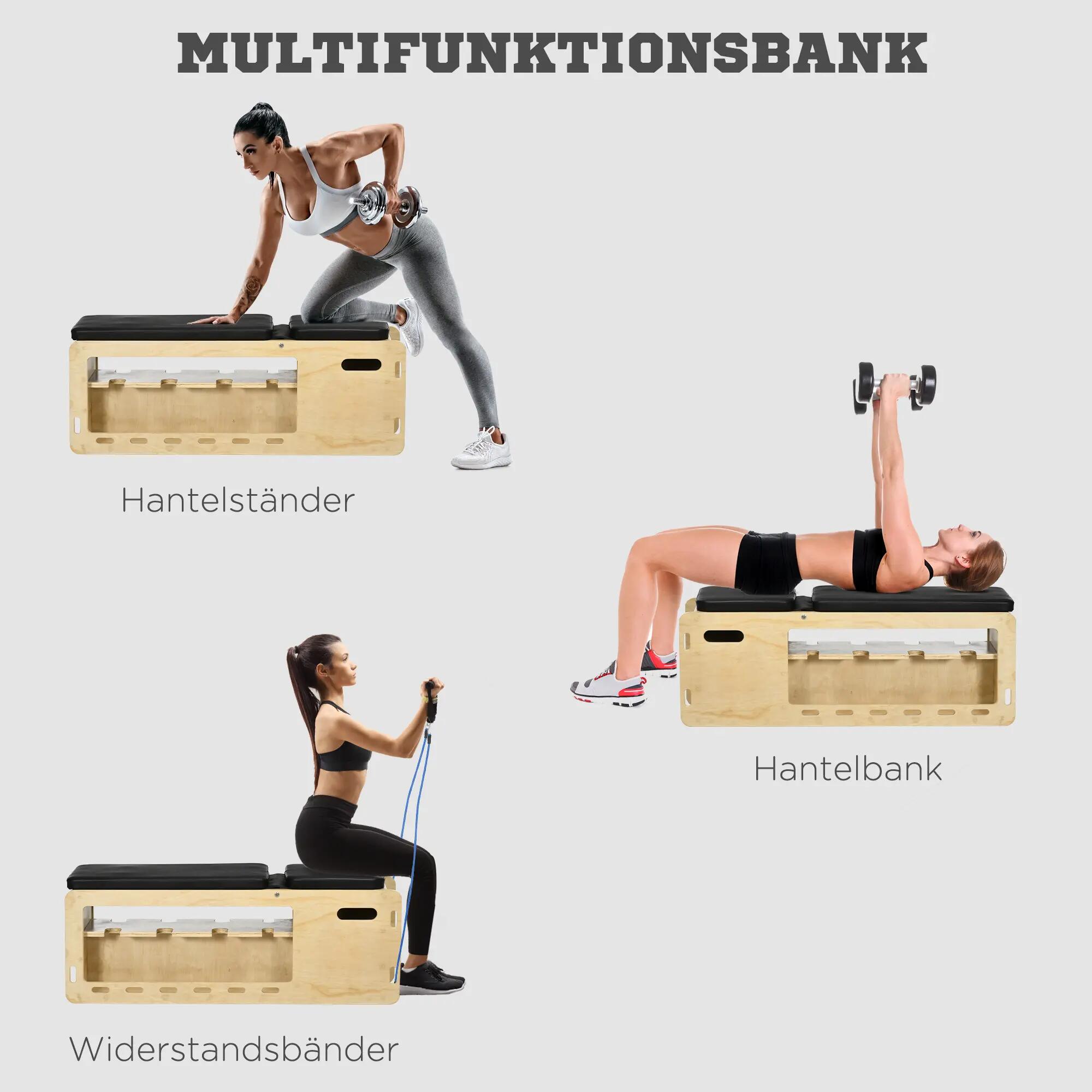 Banc de musculation avec support pour haltères, 1 panier de rangement, réglable 6/9