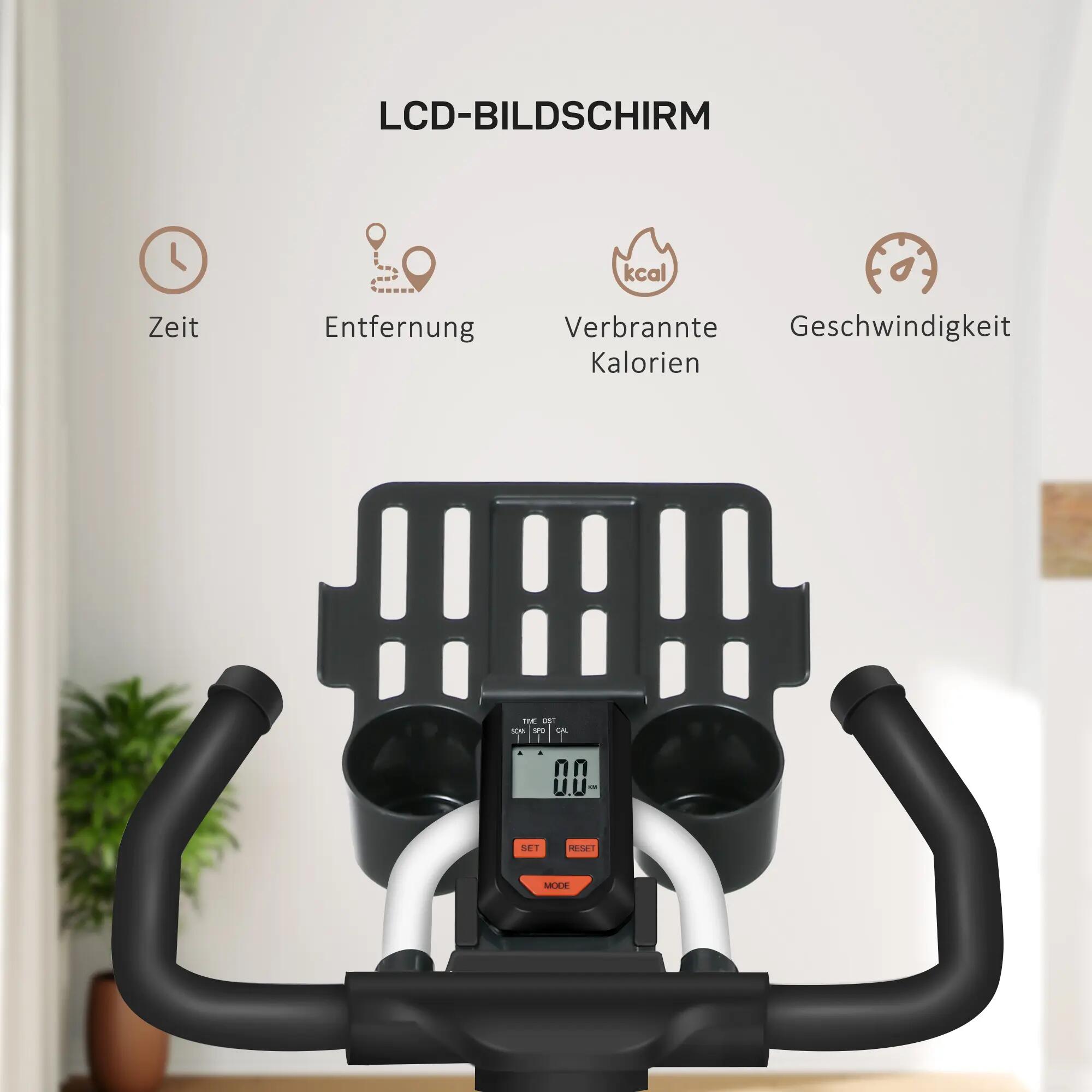 Vélo d'appartement, résistance réglable, jusqu'à 120 kg, acier, L 103 x l 53 6/9