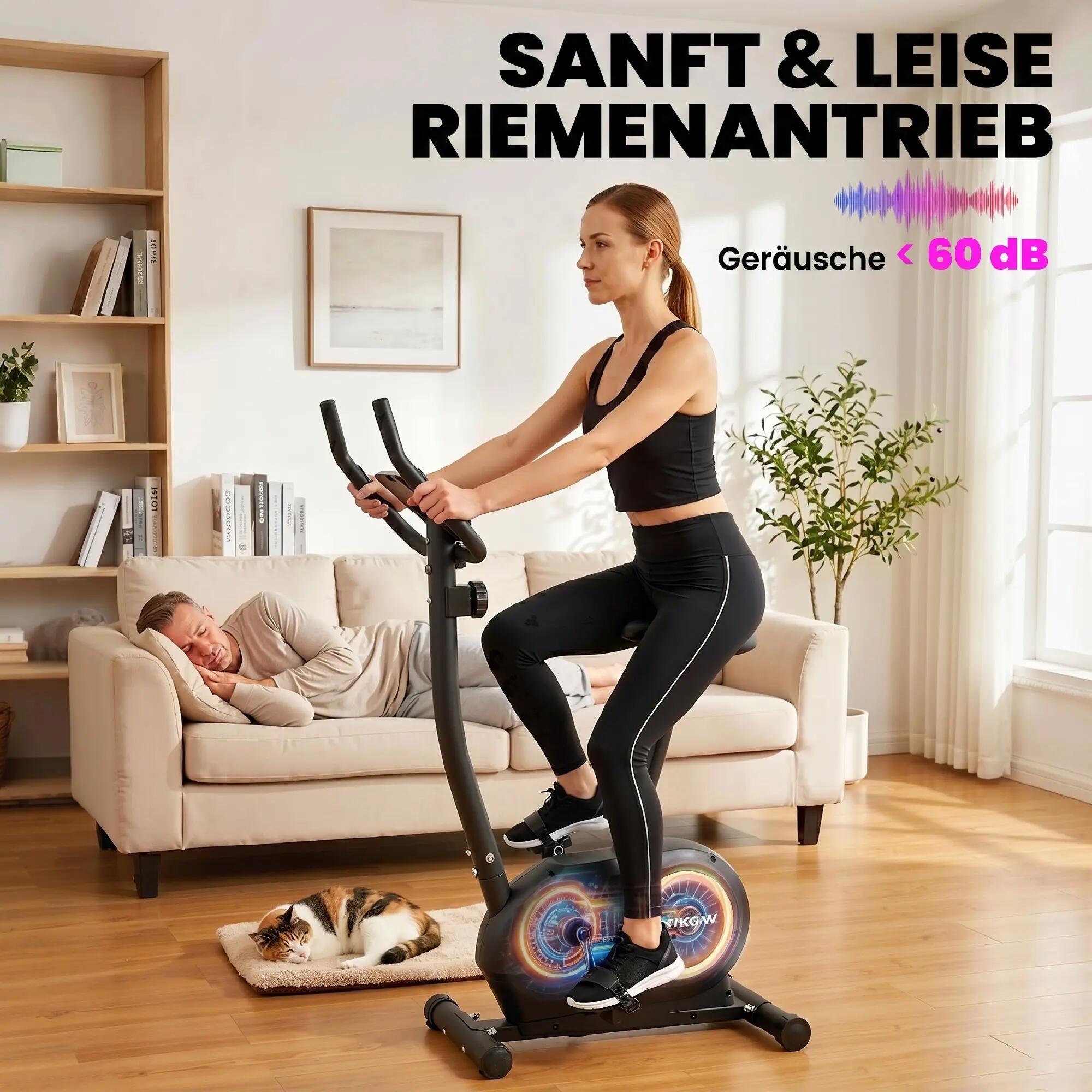 Vélo d'appartement réglable en hauteur, avec application, résistance magnétique, 8/9