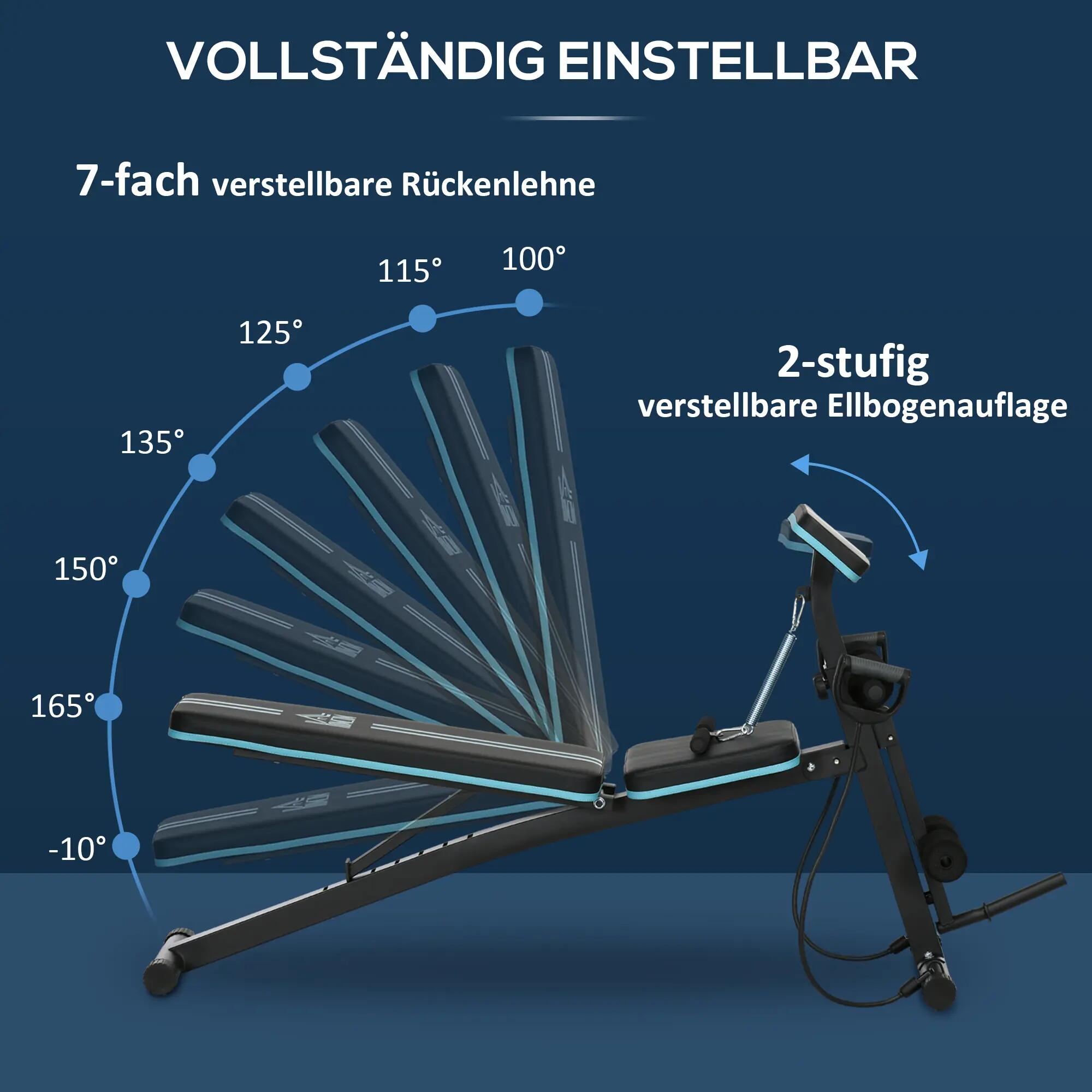 Banc de musculation pliable avec dossier réglable en 7 positions, supportant 6/9