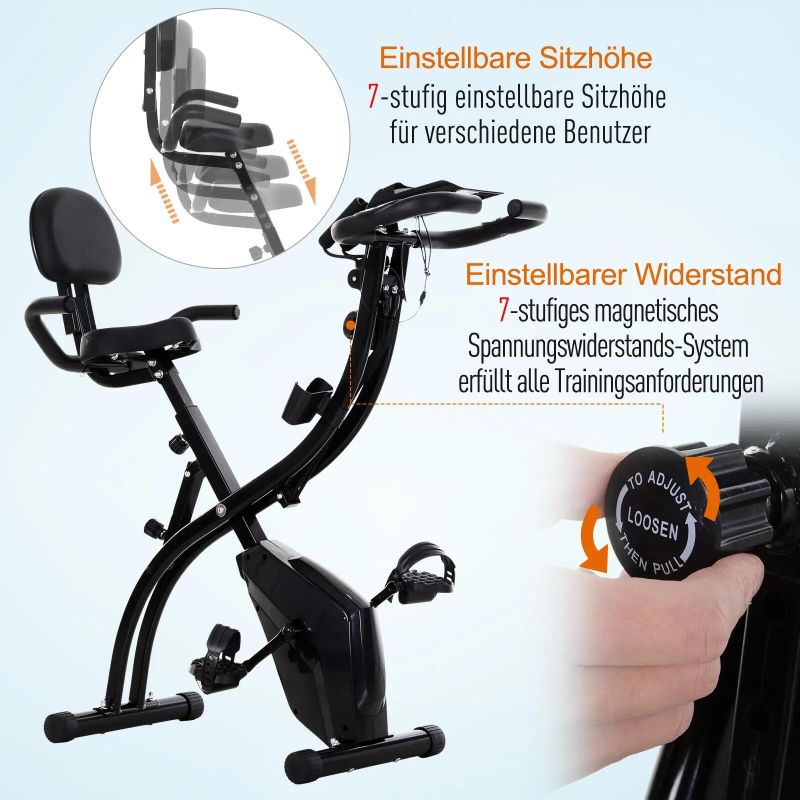 Vélo d'exercice 2 en 1 avec écran LCD, moniteur de fréquence cardiaque réglable, 6/9