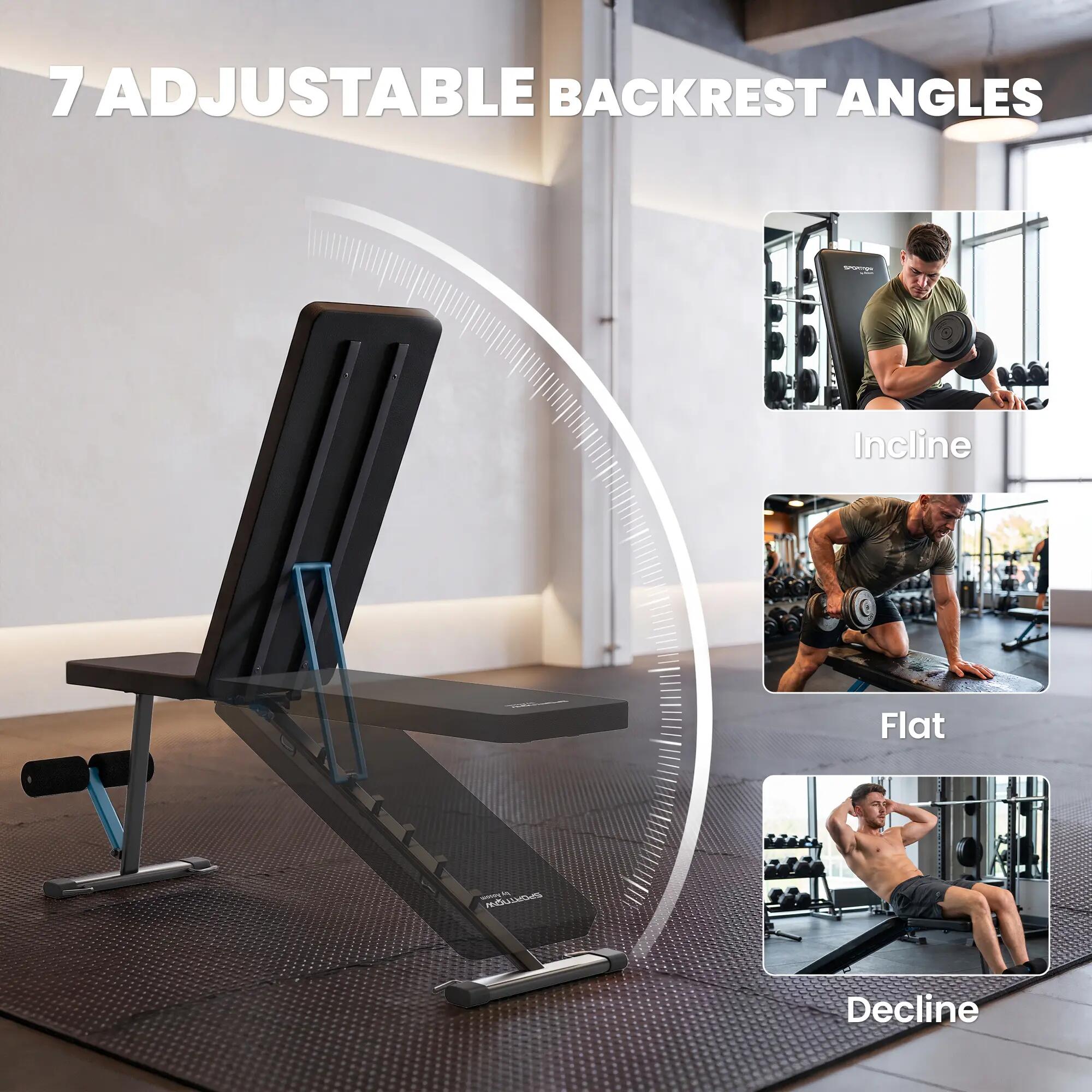 Banc de musculation réglable avec extension pour les jambes, dossier réglable 7/9