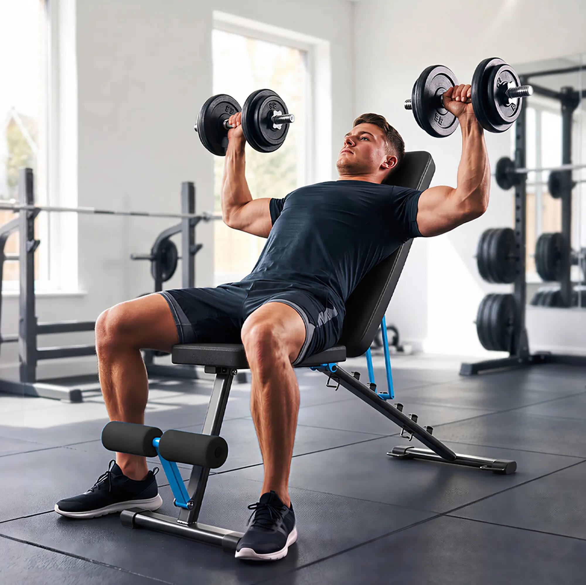 Banc de musculation réglable avec extension pour les jambes, dossier réglable 4/9