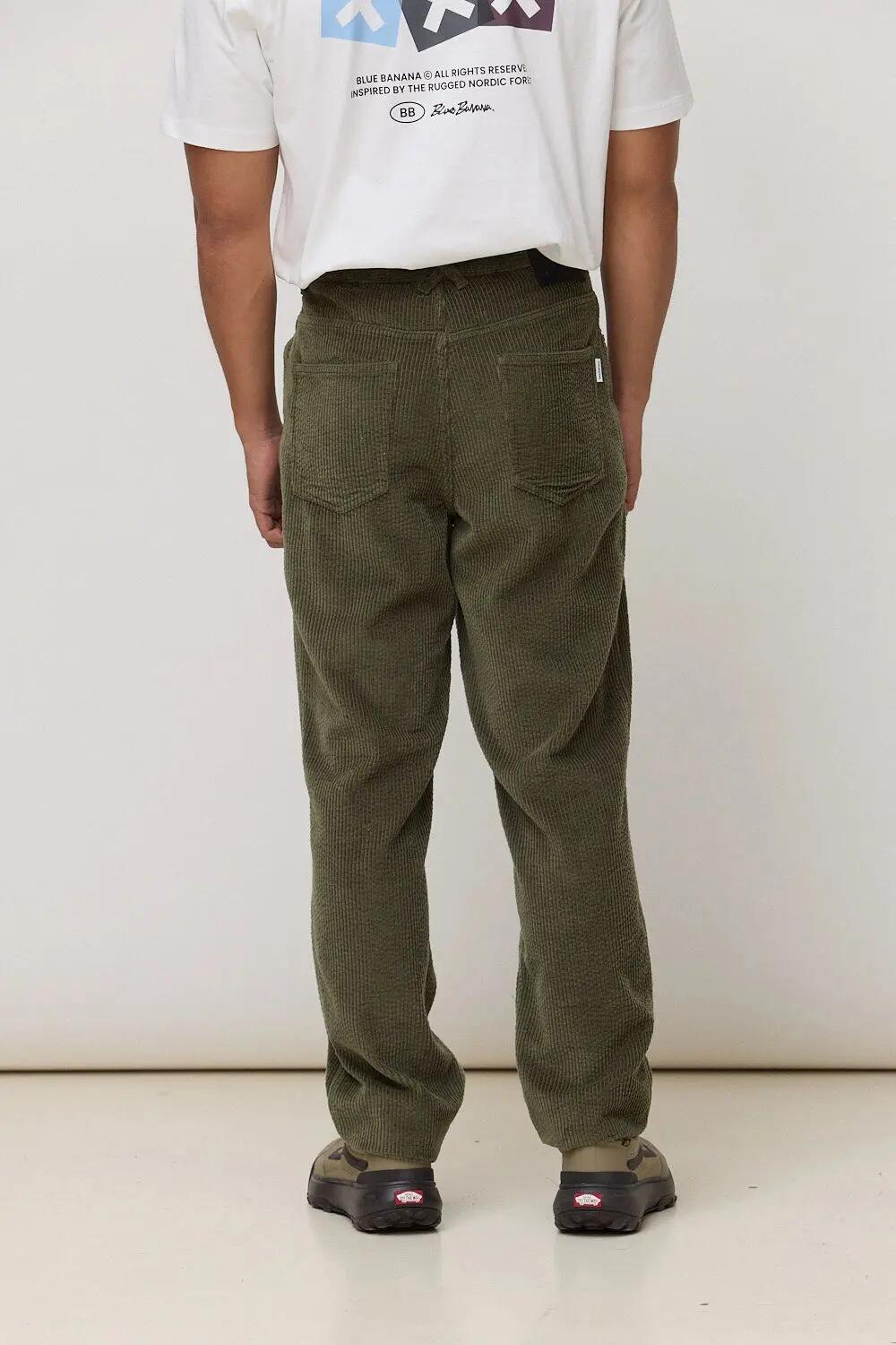 Pantalón Straight Blue Banana de 100% Algodón Orgánico Cord Olive Green 2/4