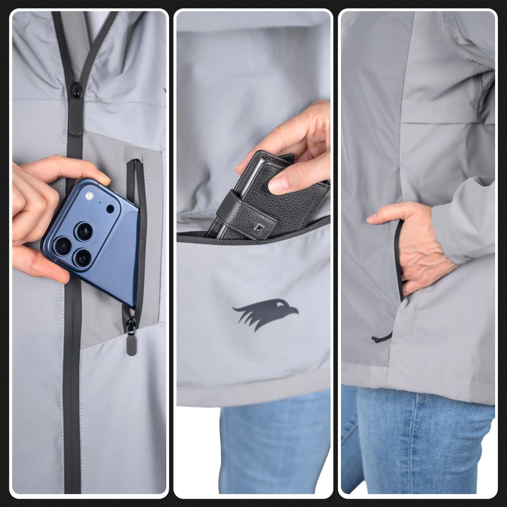 Veste imperméable vélo femme respirante et réfléchissante - capuche pour casque 6/8