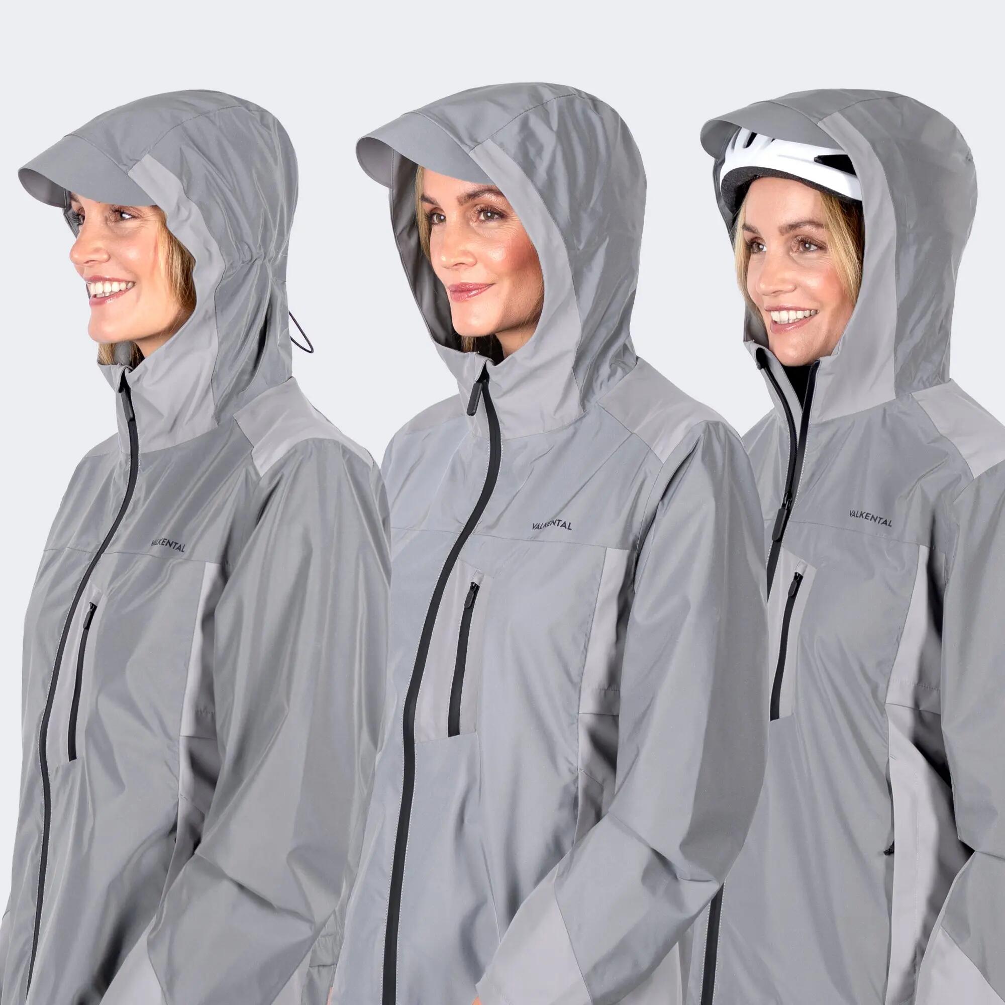 Veste imperméable vélo femme respirante et réfléchissante - capuche pour casque 5/8