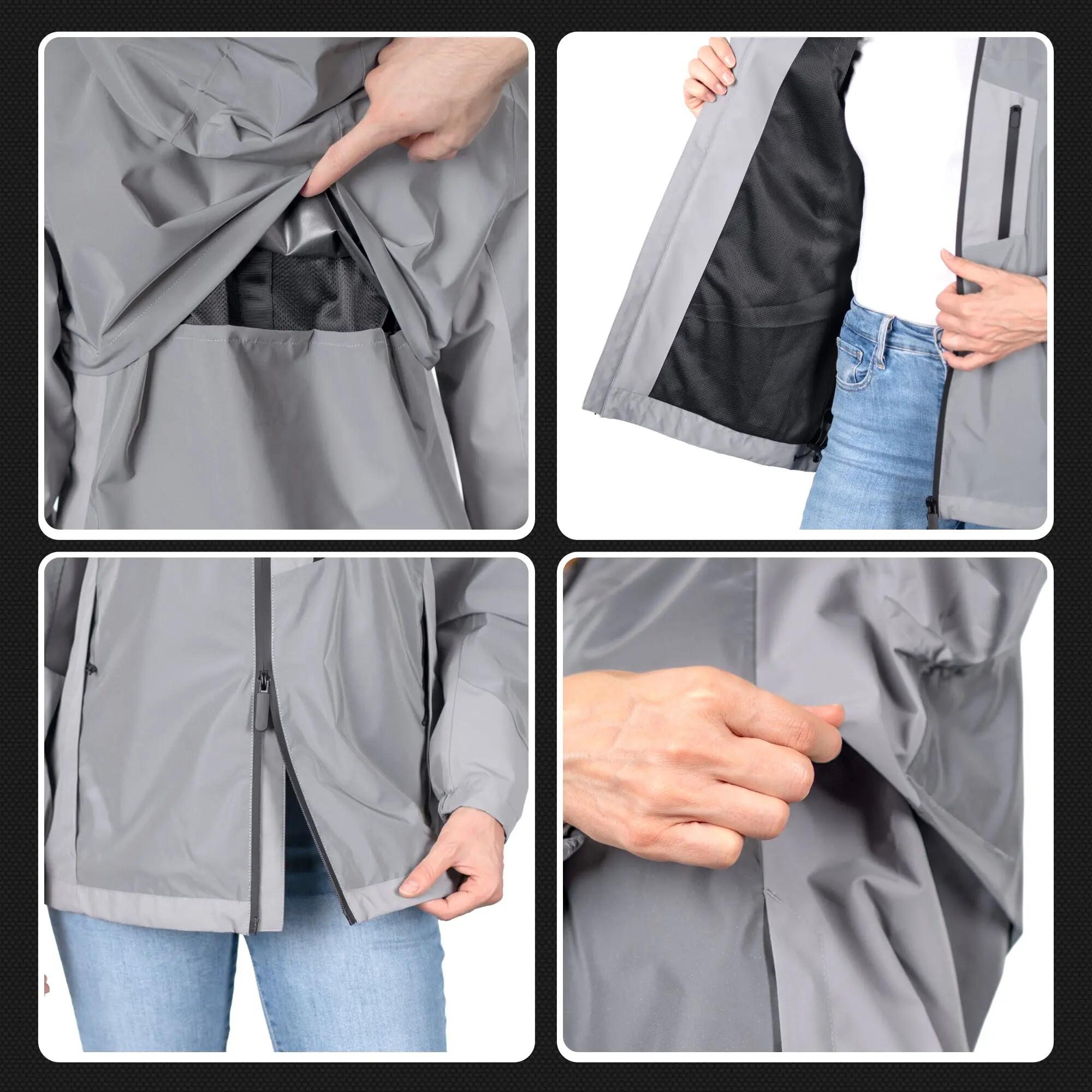 Veste imperméable vélo femme respirante et réfléchissante - capuche pour casque 4/8