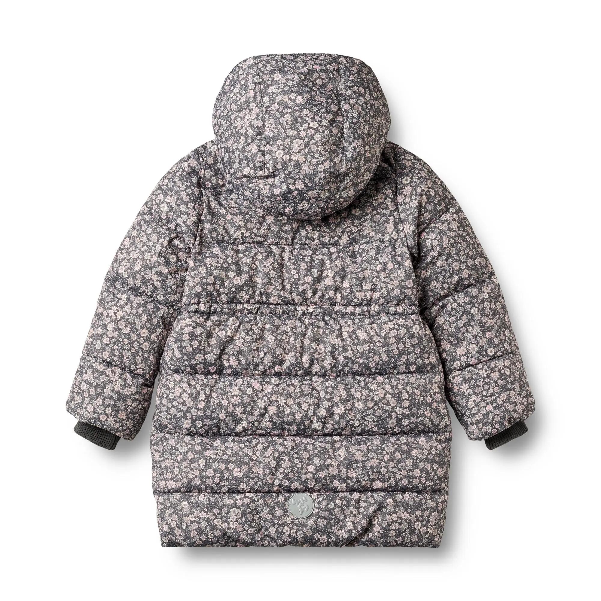 Piumino trapuntato da bambina Yrsa con fiori grigio scuro 2/3