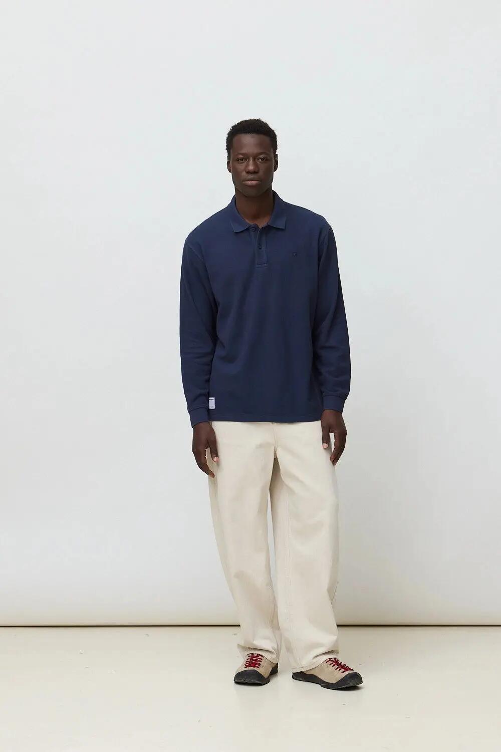 Polo Manga Larga Blue Banana de 100% Algodón Orgánico Logo Azul Marino 3/4