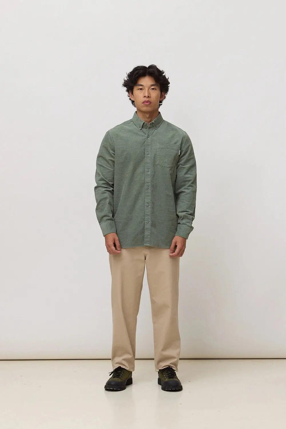 Sobrecamisa Blue Banana de 100% Algodón Orgánico Waffle Sage 3/4